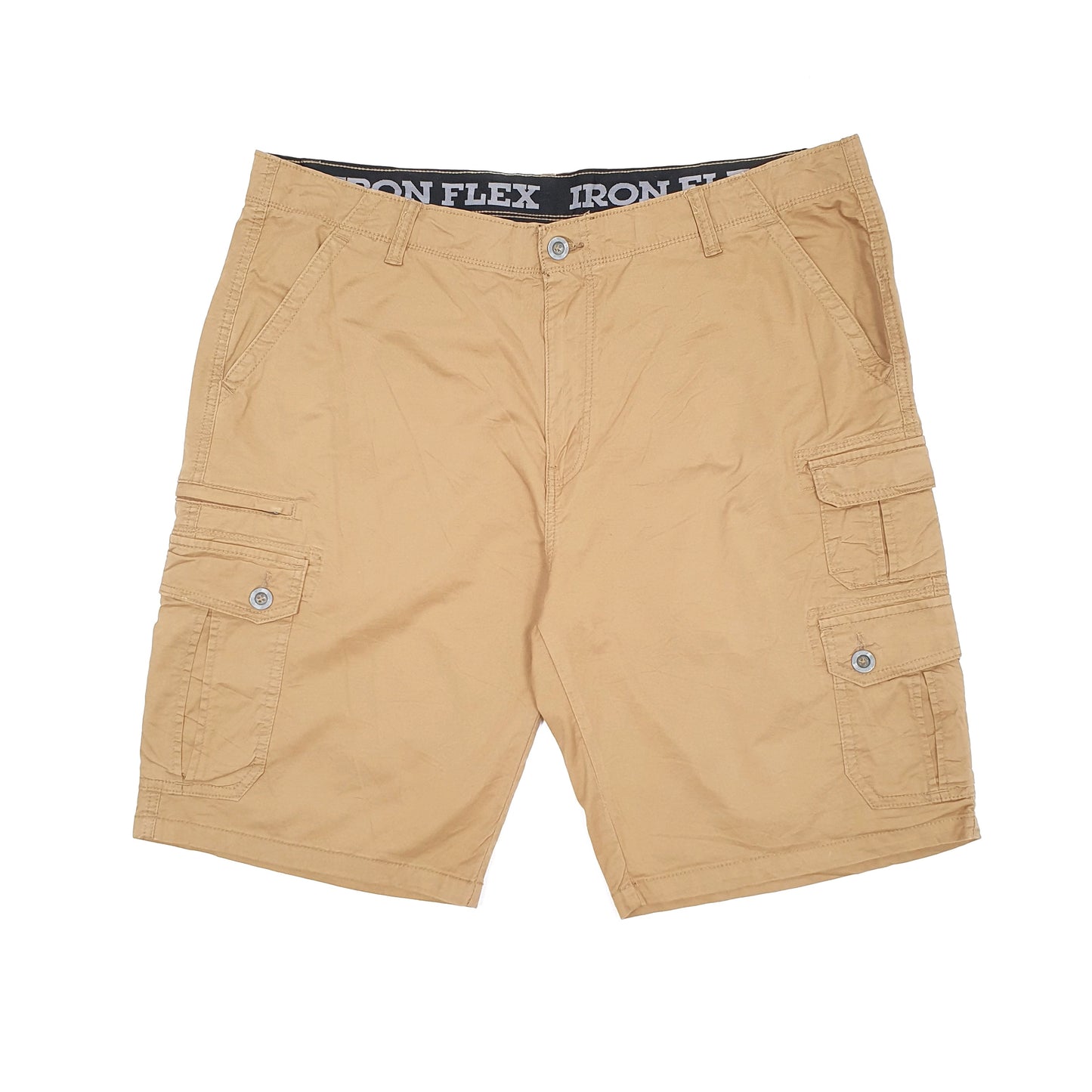 Mens Beige Iron Flex Combat Cargo Shorts