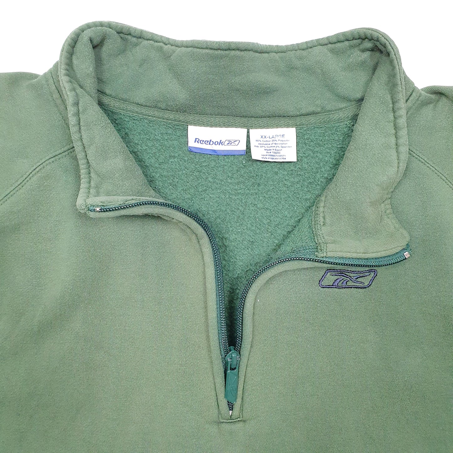 Mens Green Reebok  Quarter Zip Jumper