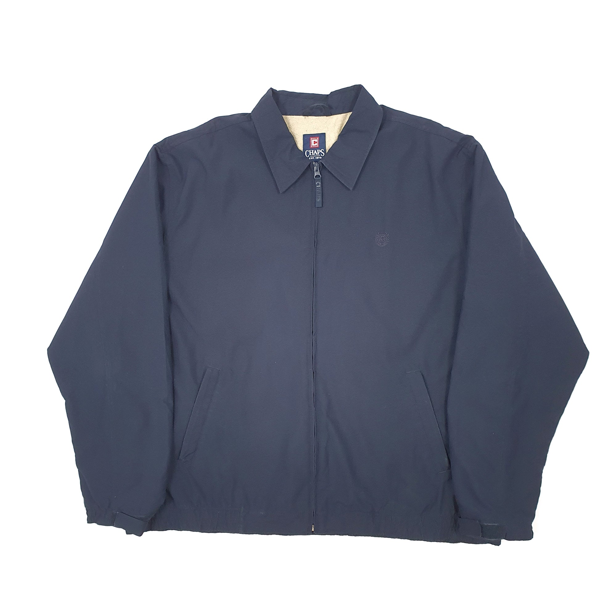 Mens Navy Chaps Sherpa Lined Harrington Jacket Coat