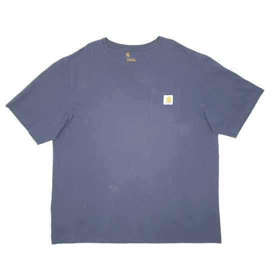 Mens Navy Carhartt Work Wear Pocket Short Sleeve T Shirt