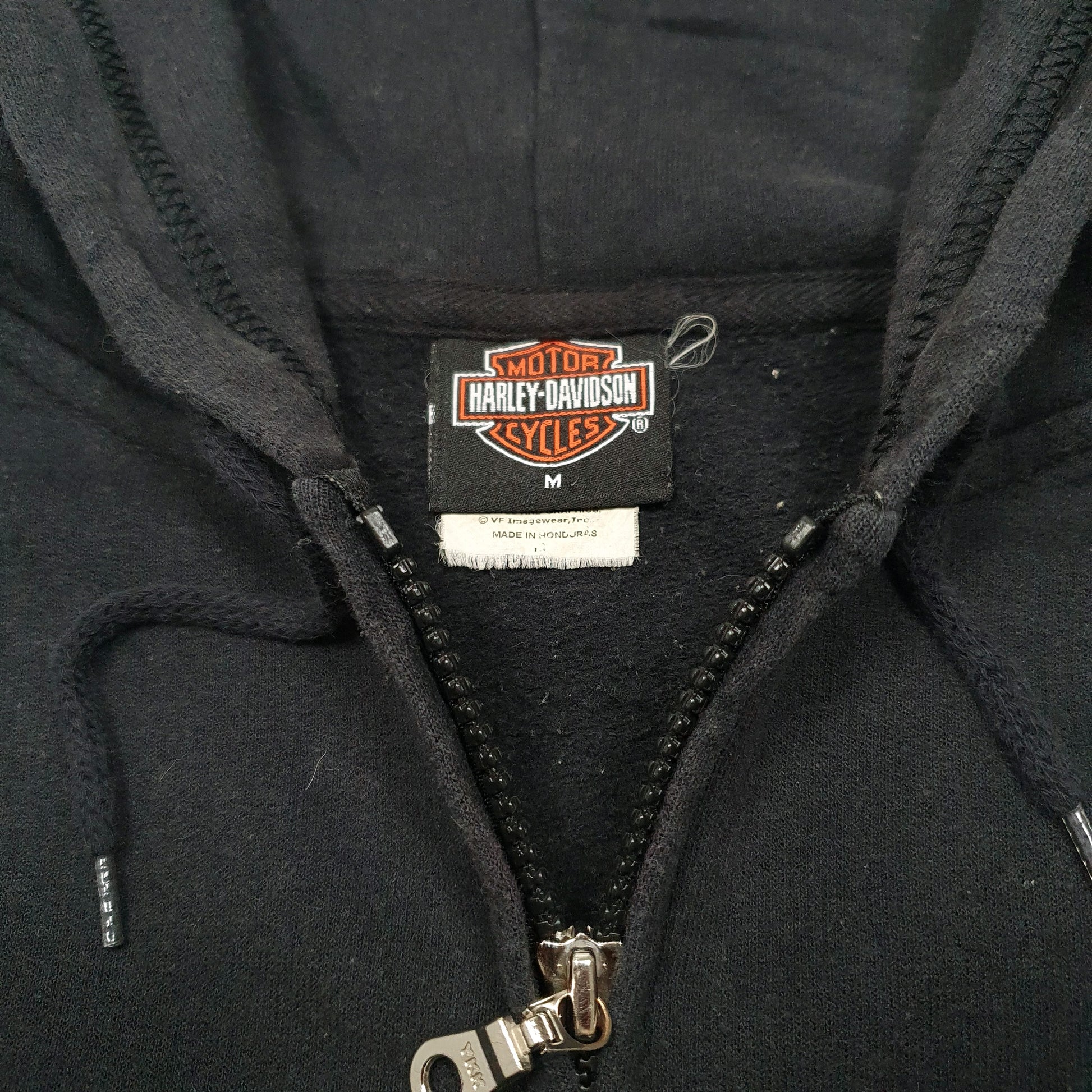 Womens Black Harley Davidson Hoodie Motorcycles Biker Full Zip Jumper