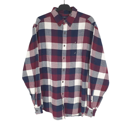 Croft & Barrow Flannel Shacket Overshirt Long Sleeve Regular Fit Check Shirt Burgundy