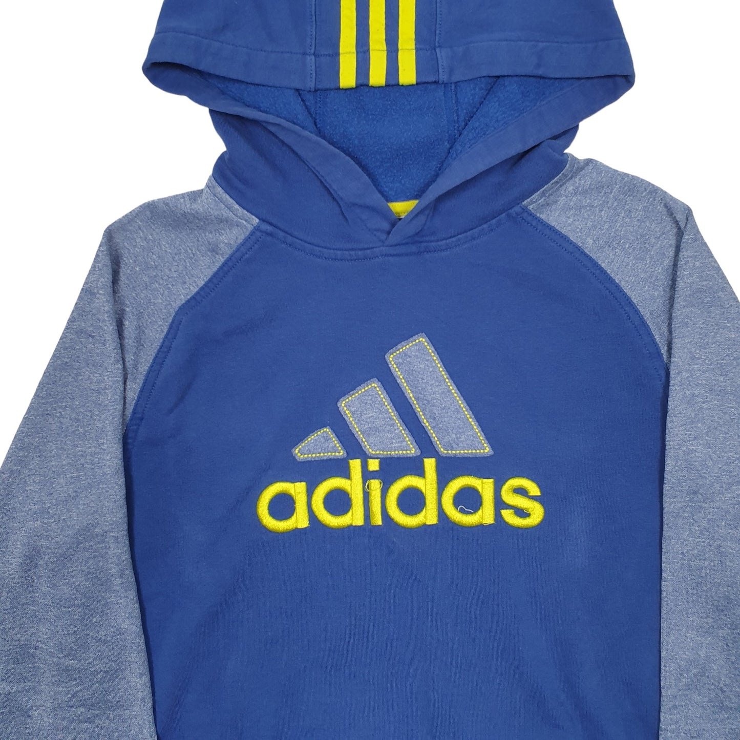 Mens Blue Adidas Spellout Hoodie Jumper