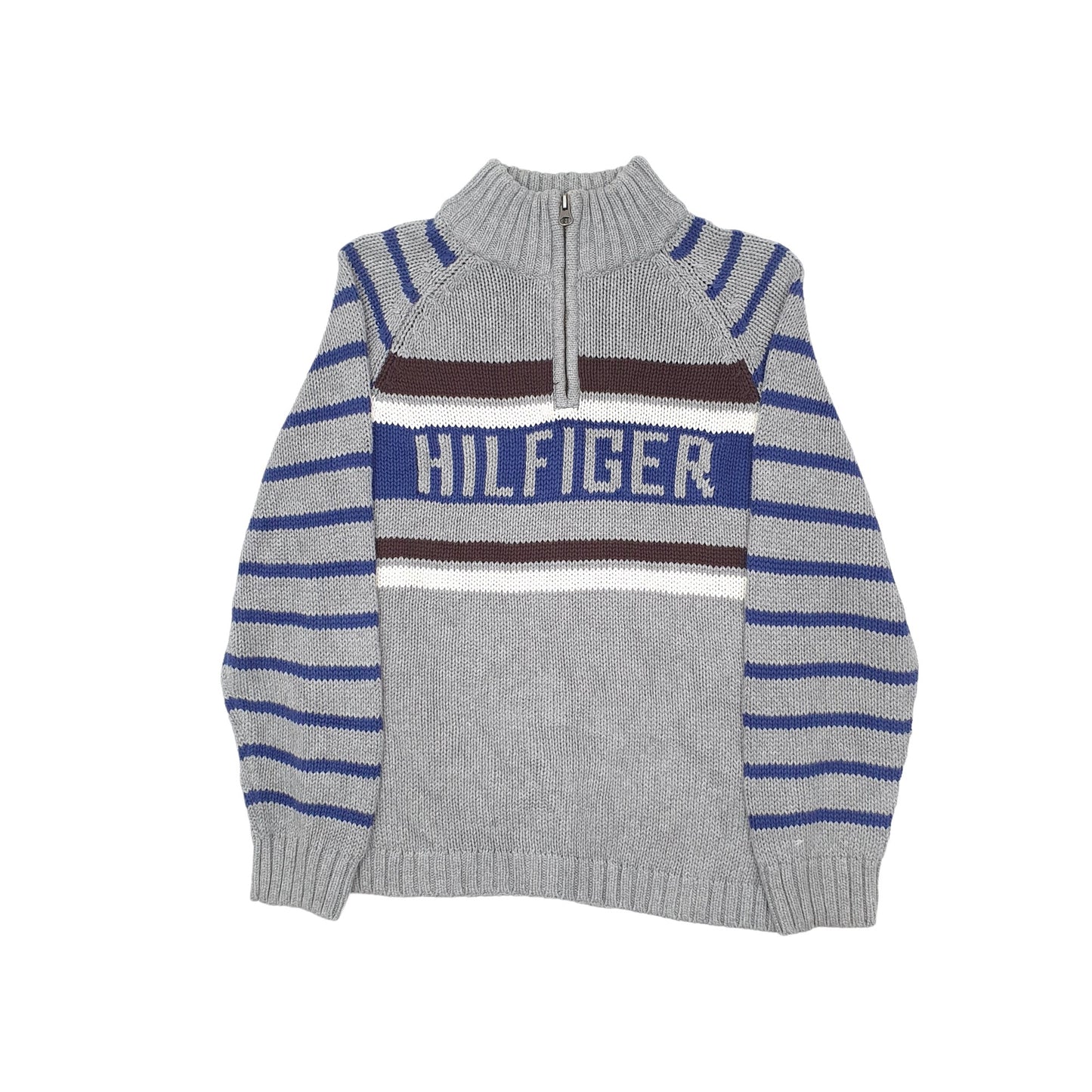 Tommy Hilfiger Knit Spellout Quarter Zip S Grey