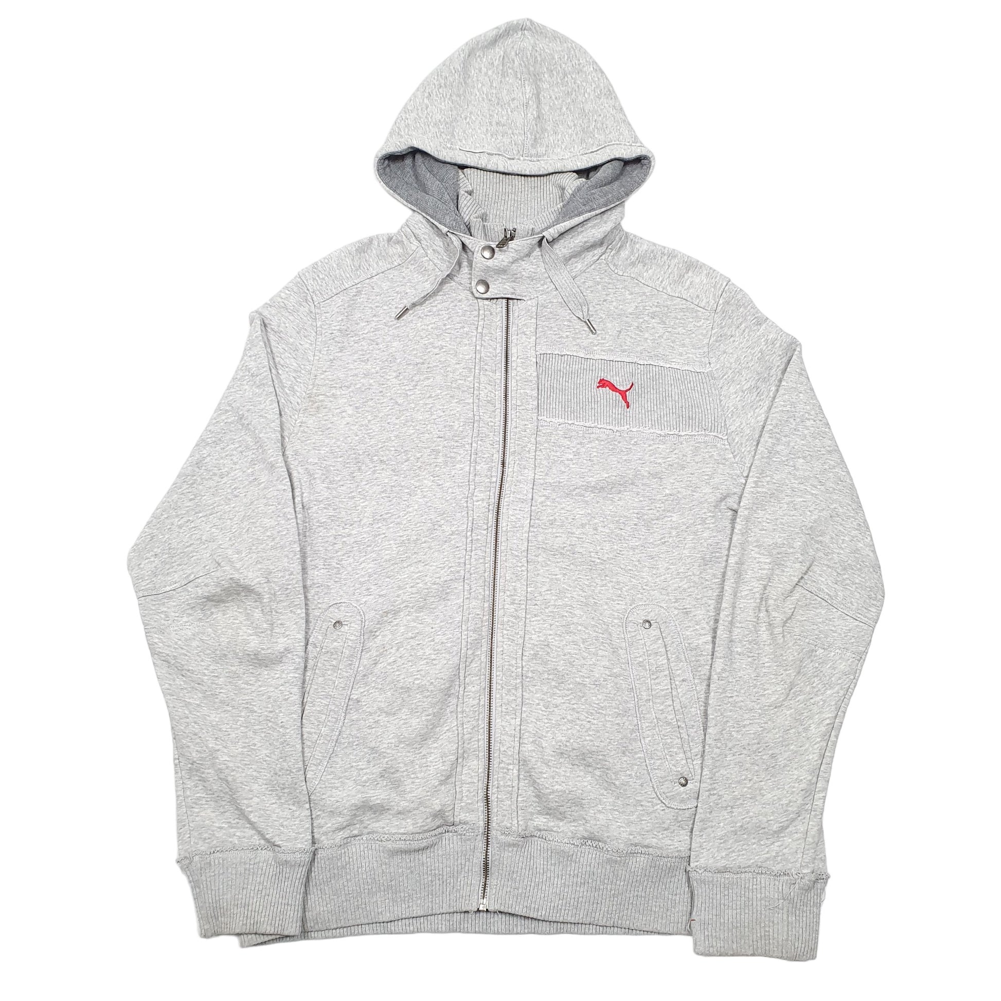 Mens Grey Puma Hoodie Full Zip Jumper
