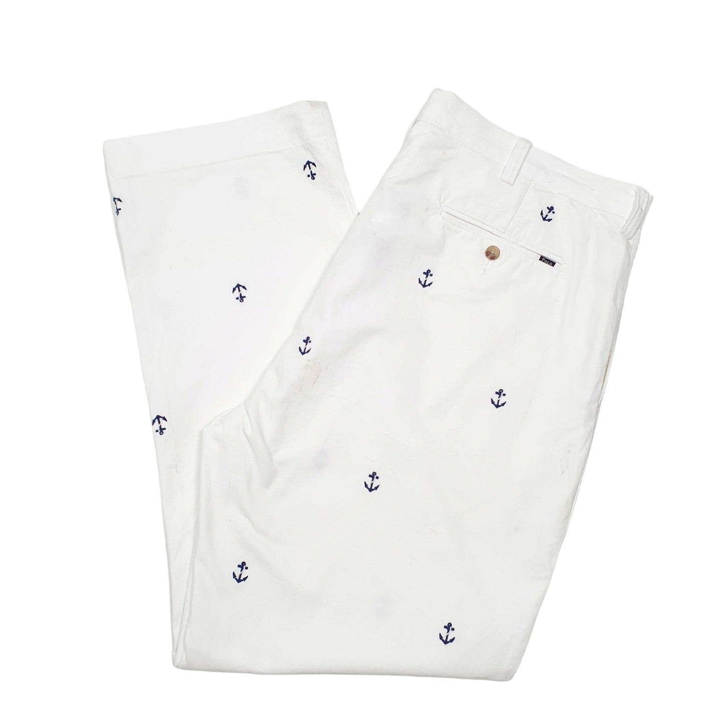 Mens White Polo Ralph Lauren Anchor Nautical Chino Trousers