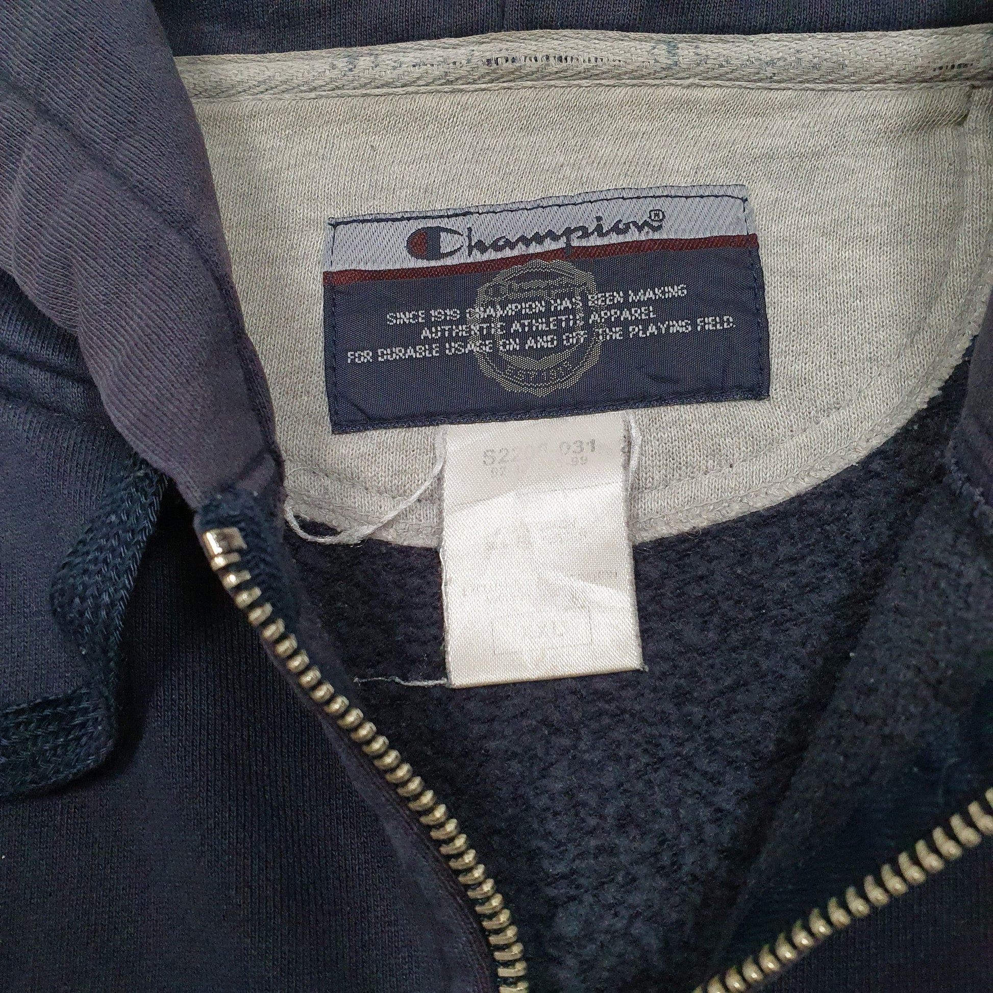 Mens Navy Champion Hoodie Full Zip Jumper