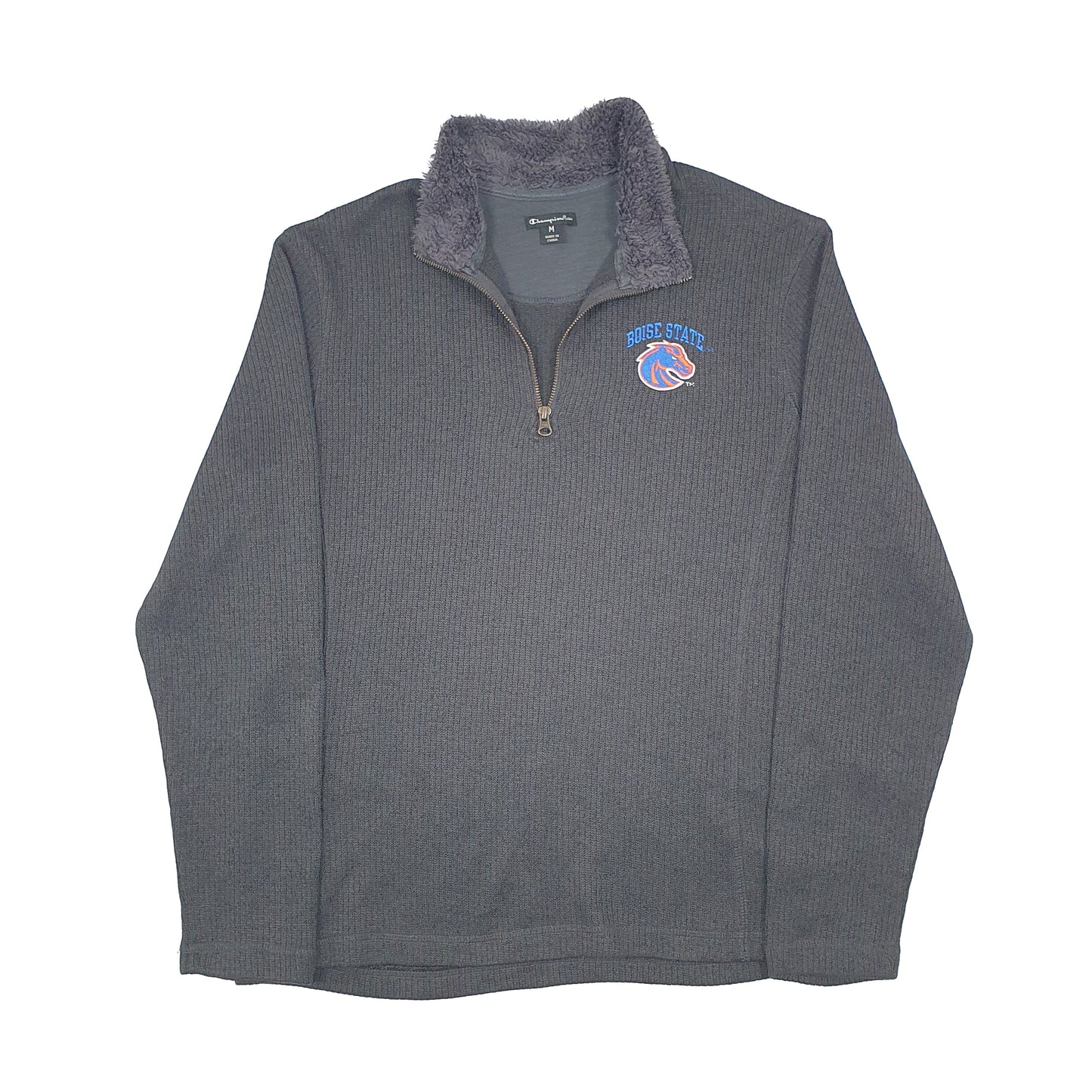 Champion Boise State Quarter Zip Fleece M Grey