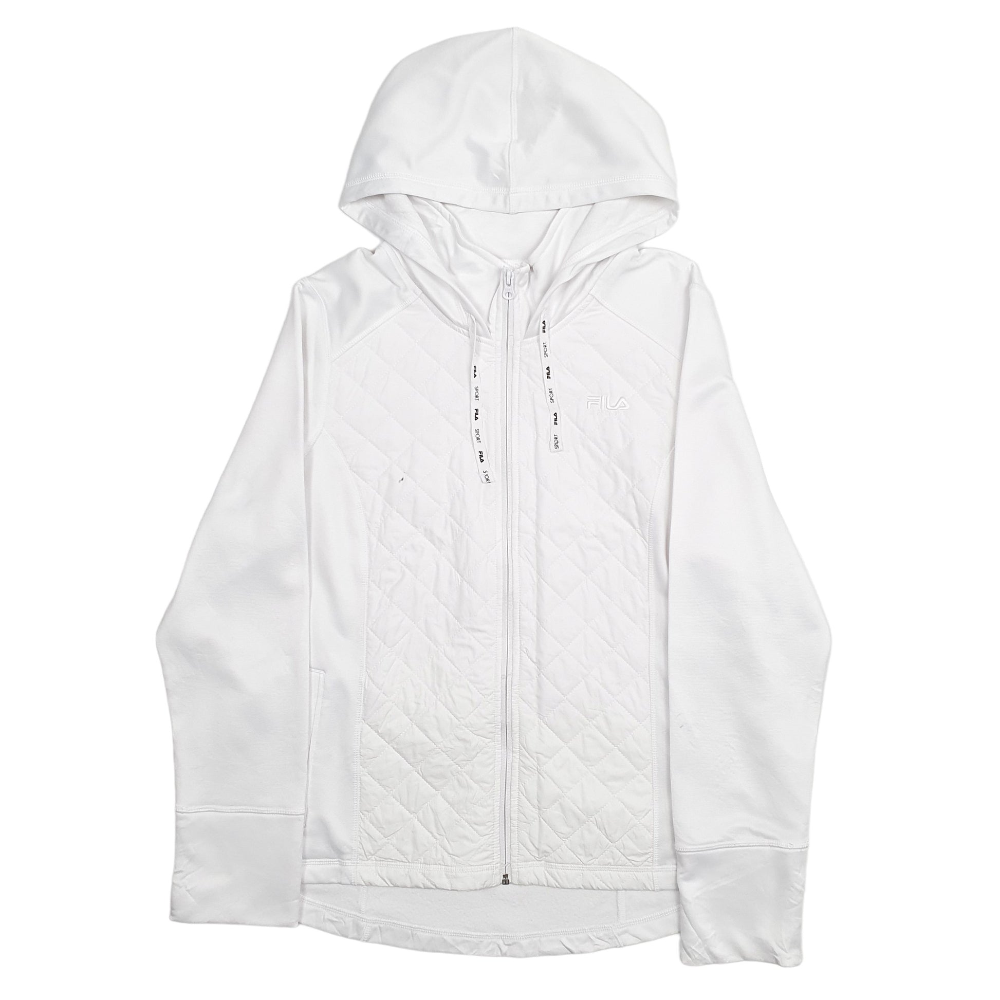 Womens White Fila  Full Zip Jumper