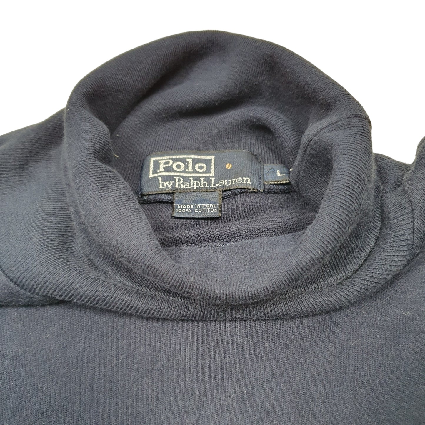 Mens Navy Polo Ralph Lauren Roll Neck Long Sleeve T Shirt