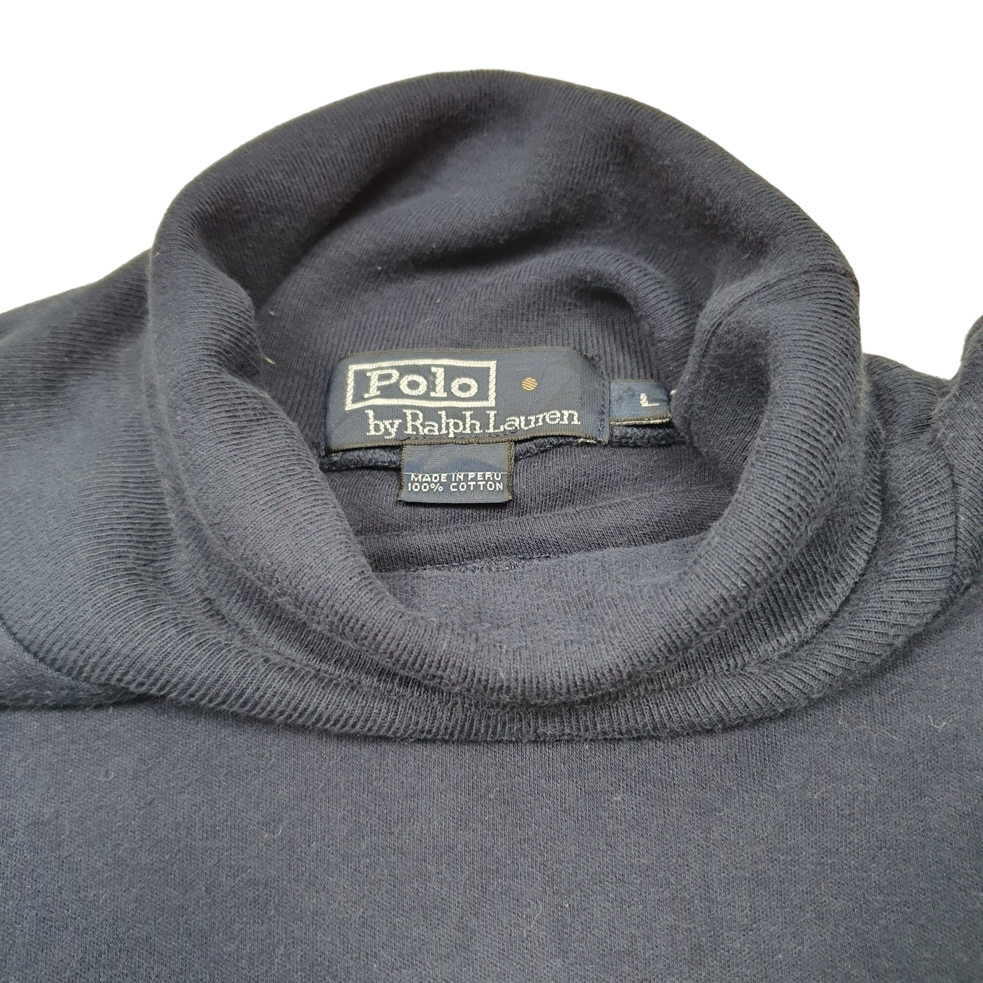 Mens Navy Polo Ralph Lauren Roll Neck Long Sleeve T Shirt