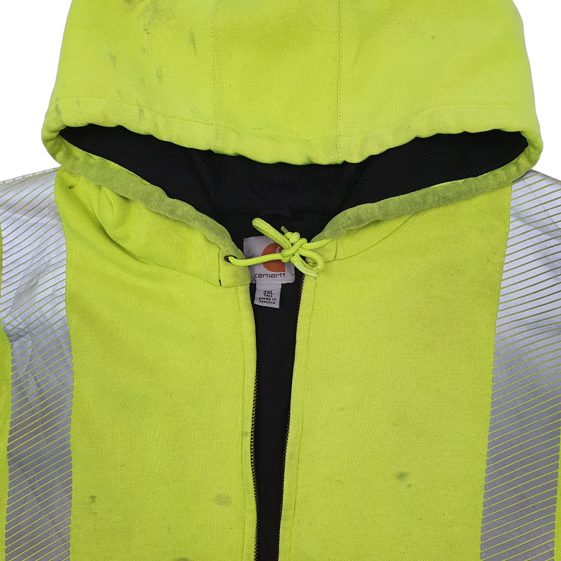 Mens Yellow Carhartt Hi Vis Workwear Site Hoodie Full Zip Jumper