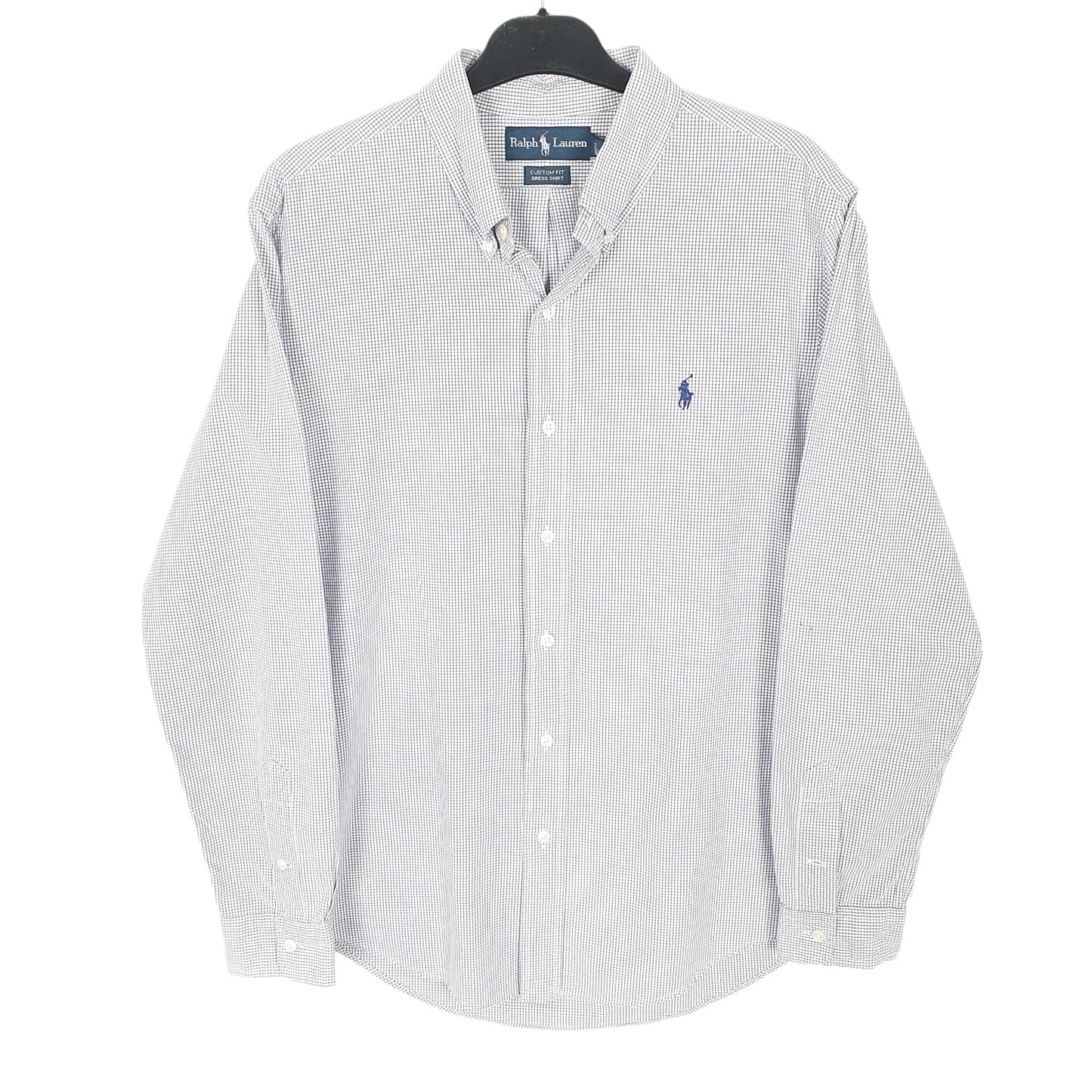 Ralph Lauren Dress Shirt Long Sleeve Custom Fit Check Shirt Blue