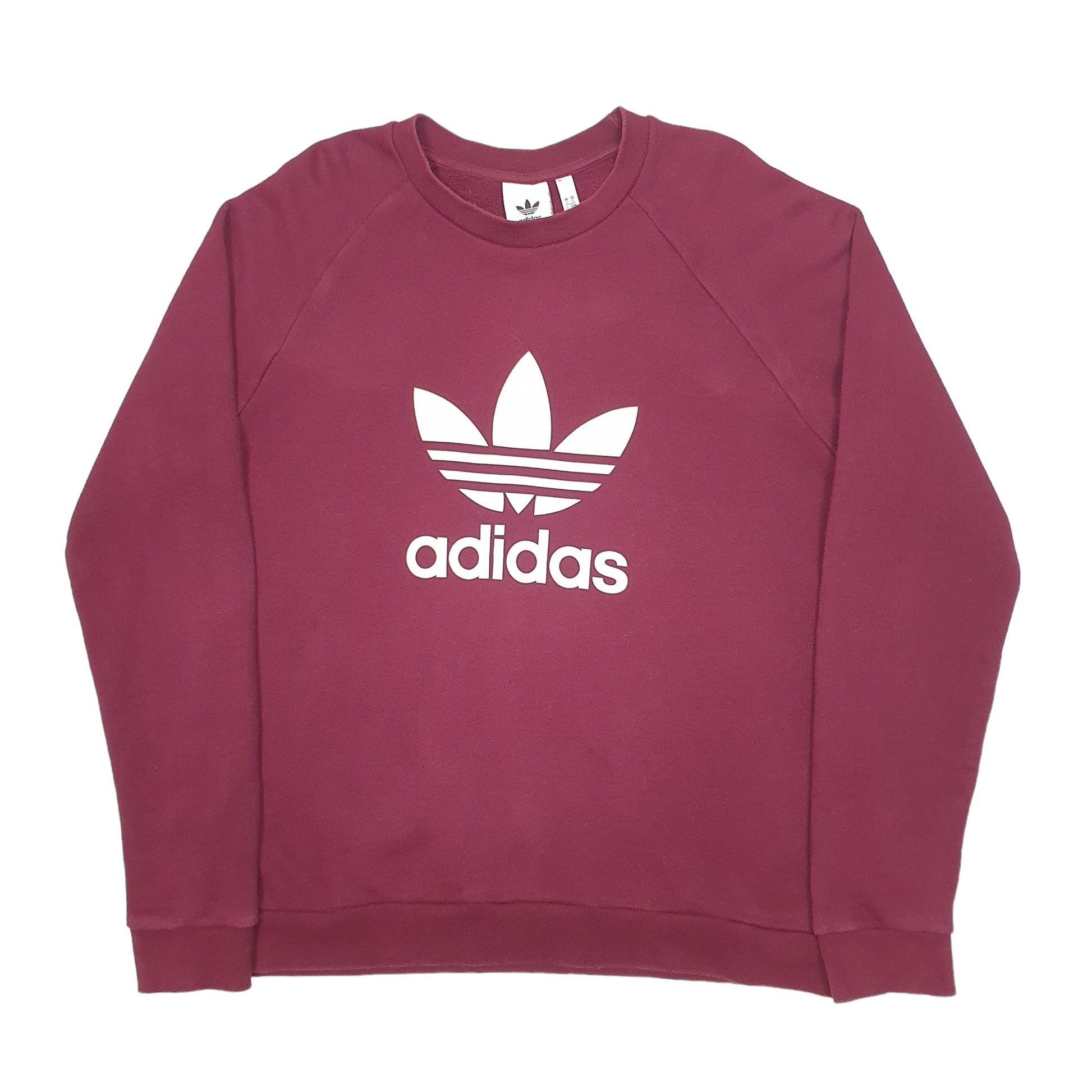 Mens Burgundy Adidas Spellout Crewneck Jumper
