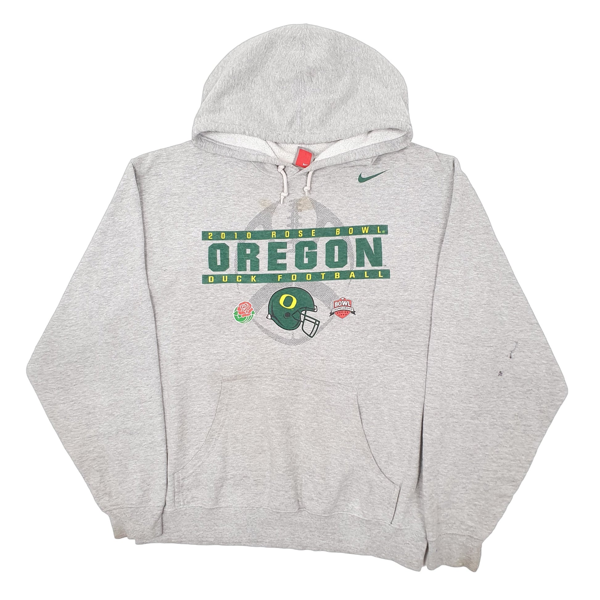 Mens Grey Nike 2010 Rose Bowl Oregon Ducks NFL Football Hoodie Jumper