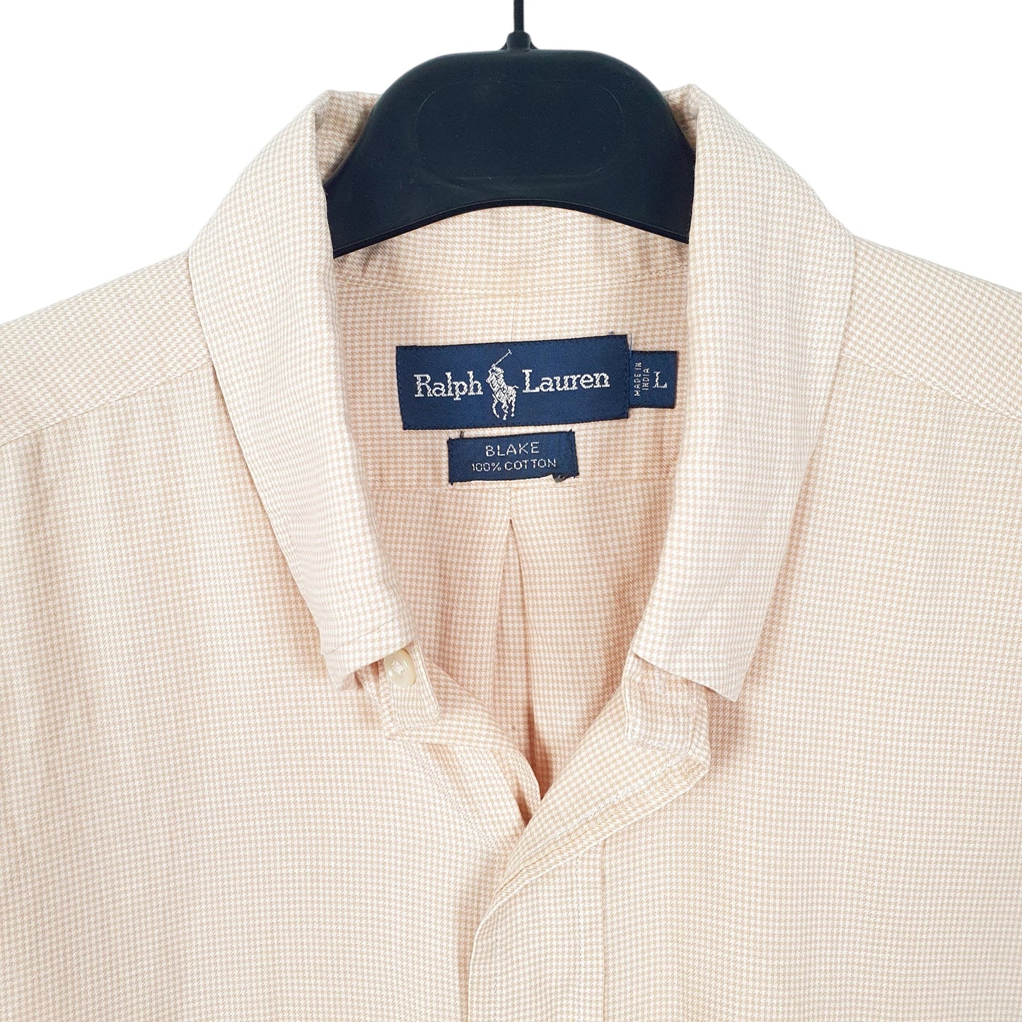 Ralph Lauren Houndstooth Long Sleeve Blake Fit Check Shirt Peach