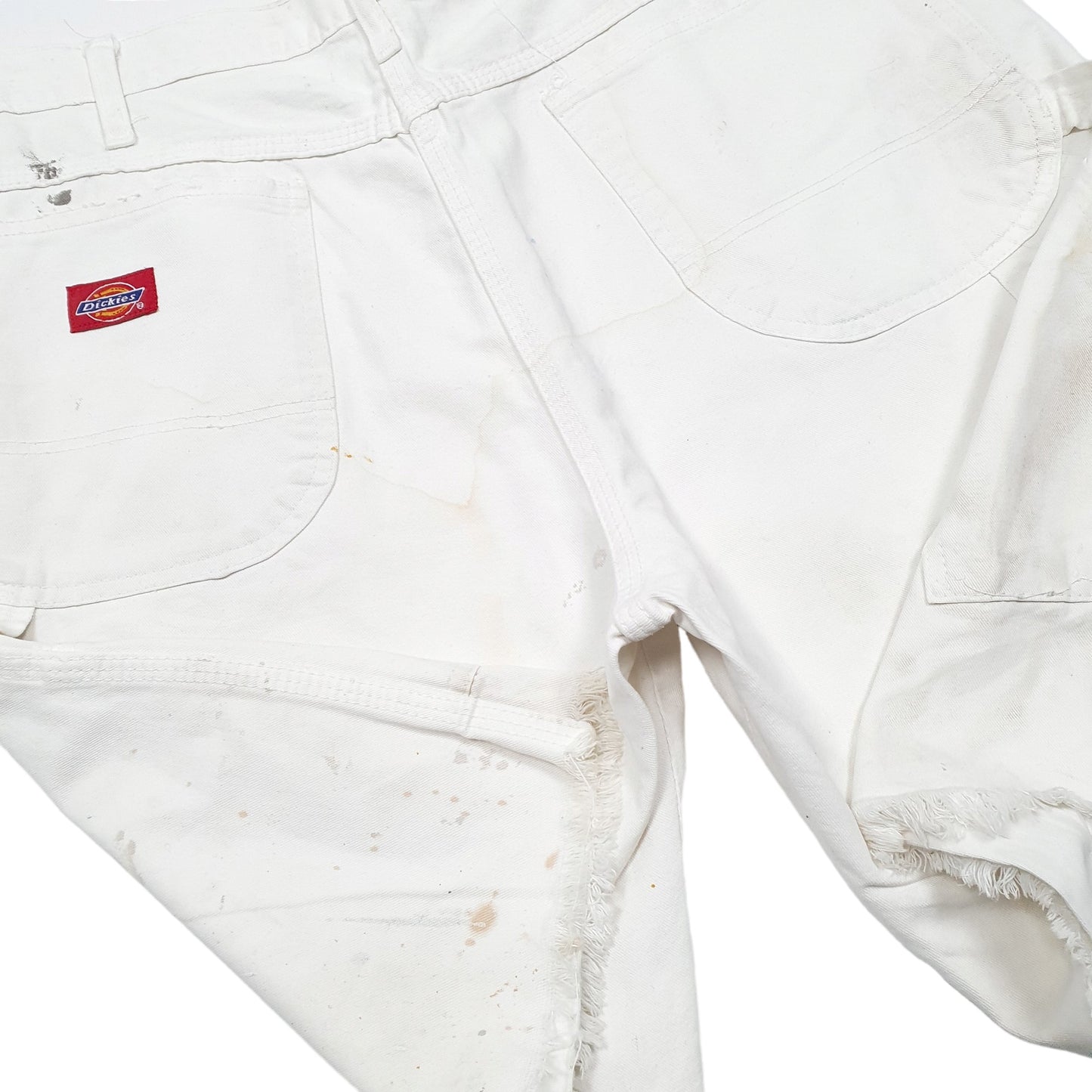 Mens White Dickies Cut Offs Carpenter Painter Workwear Denim Shorts