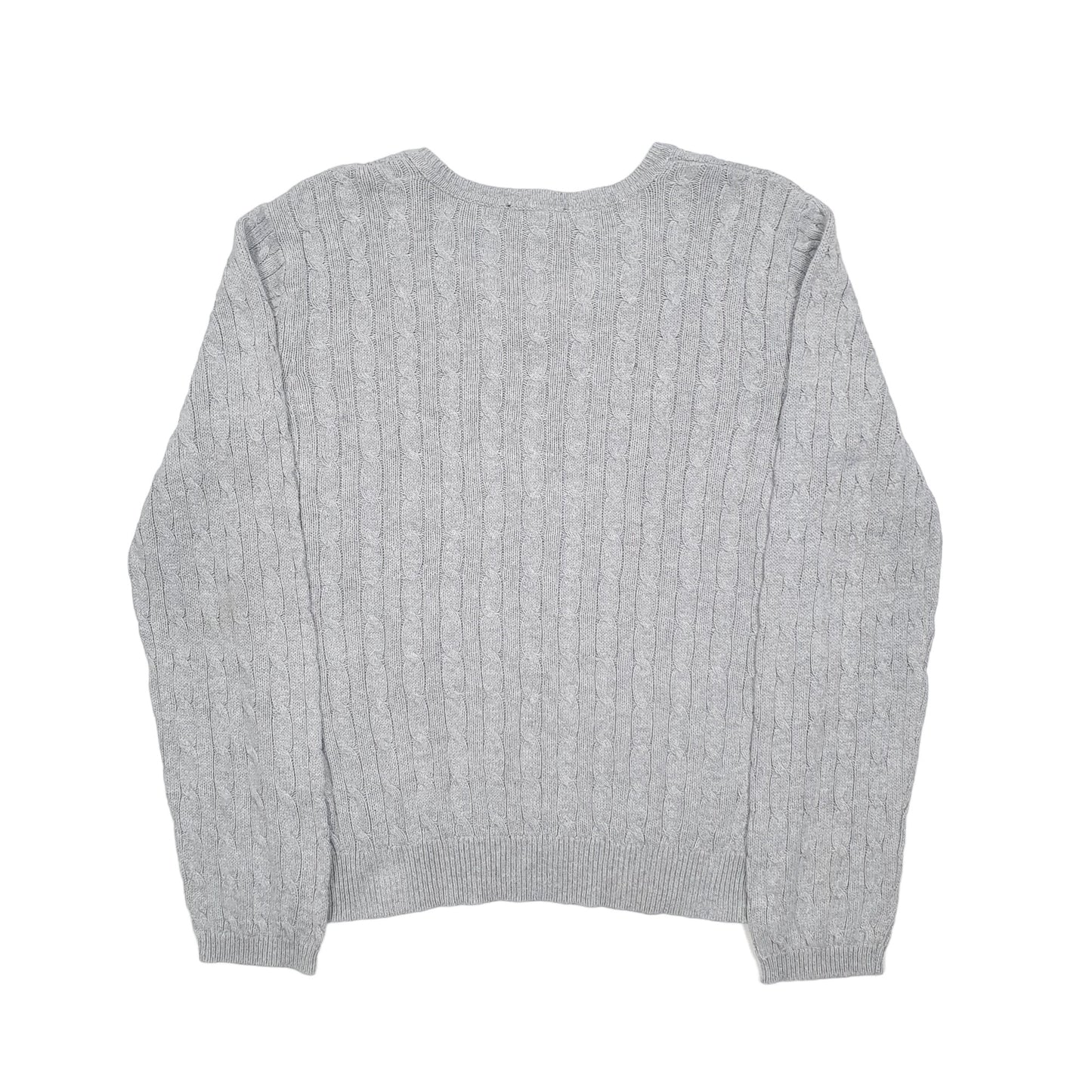 Nautica Cable Knit V Neck M Grey