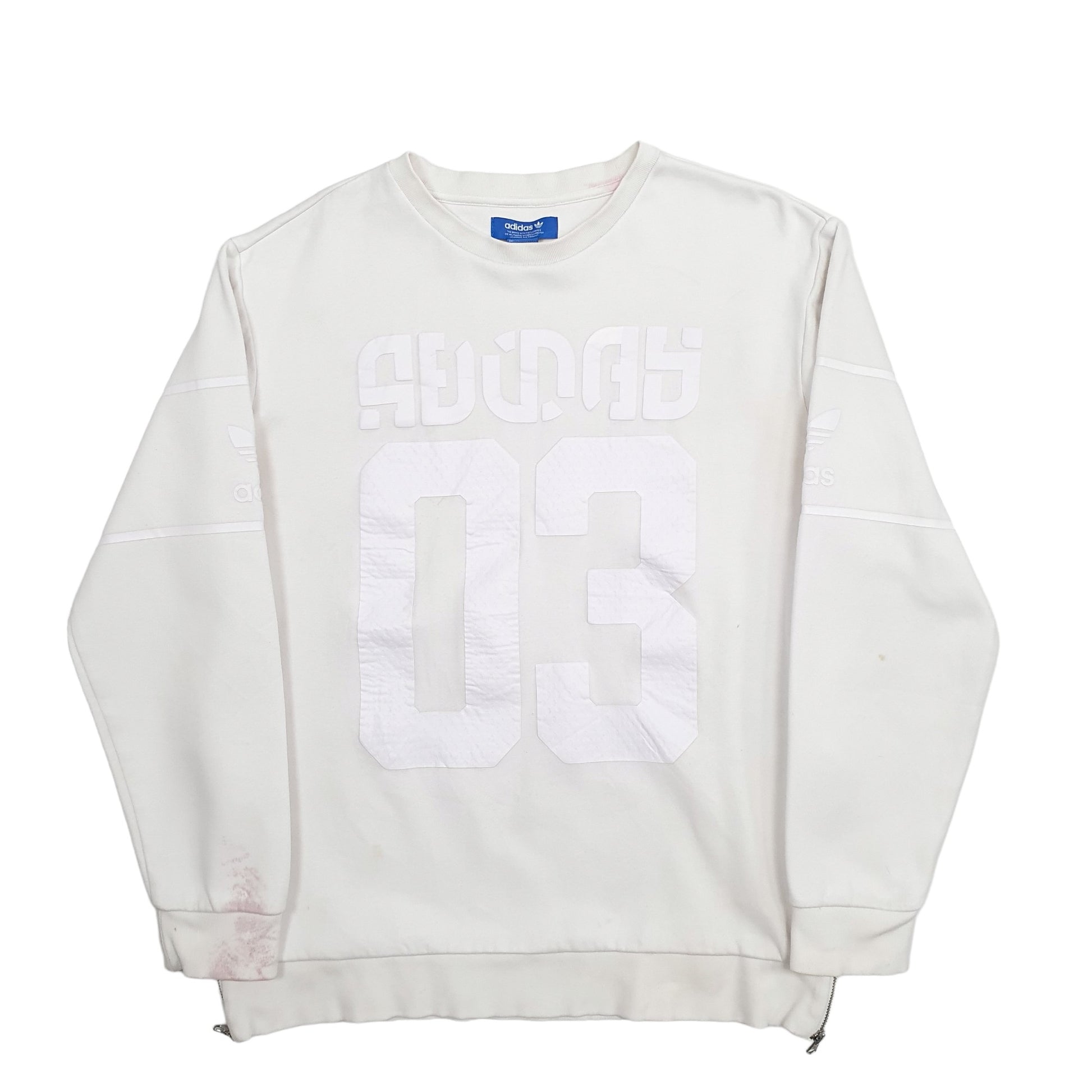 Mens White Adidas Spellout Crewneck Jumper