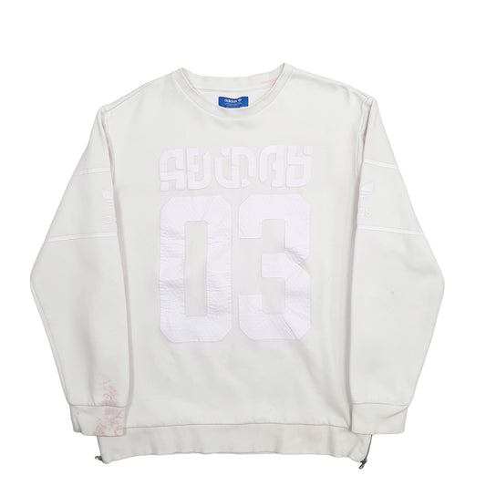 Mens White Adidas Spellout Crewneck Jumper