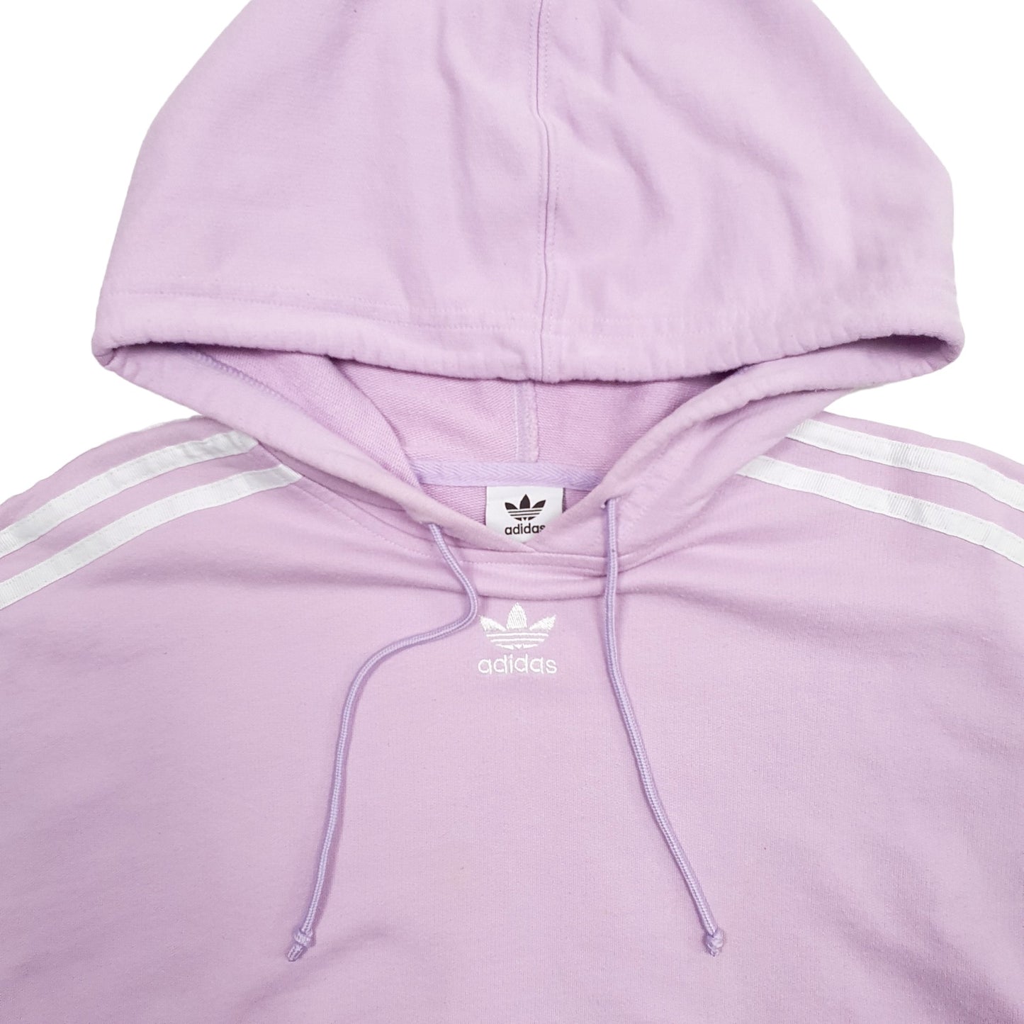 Womens Pink Adidas Crop Top Hoodie Jumper