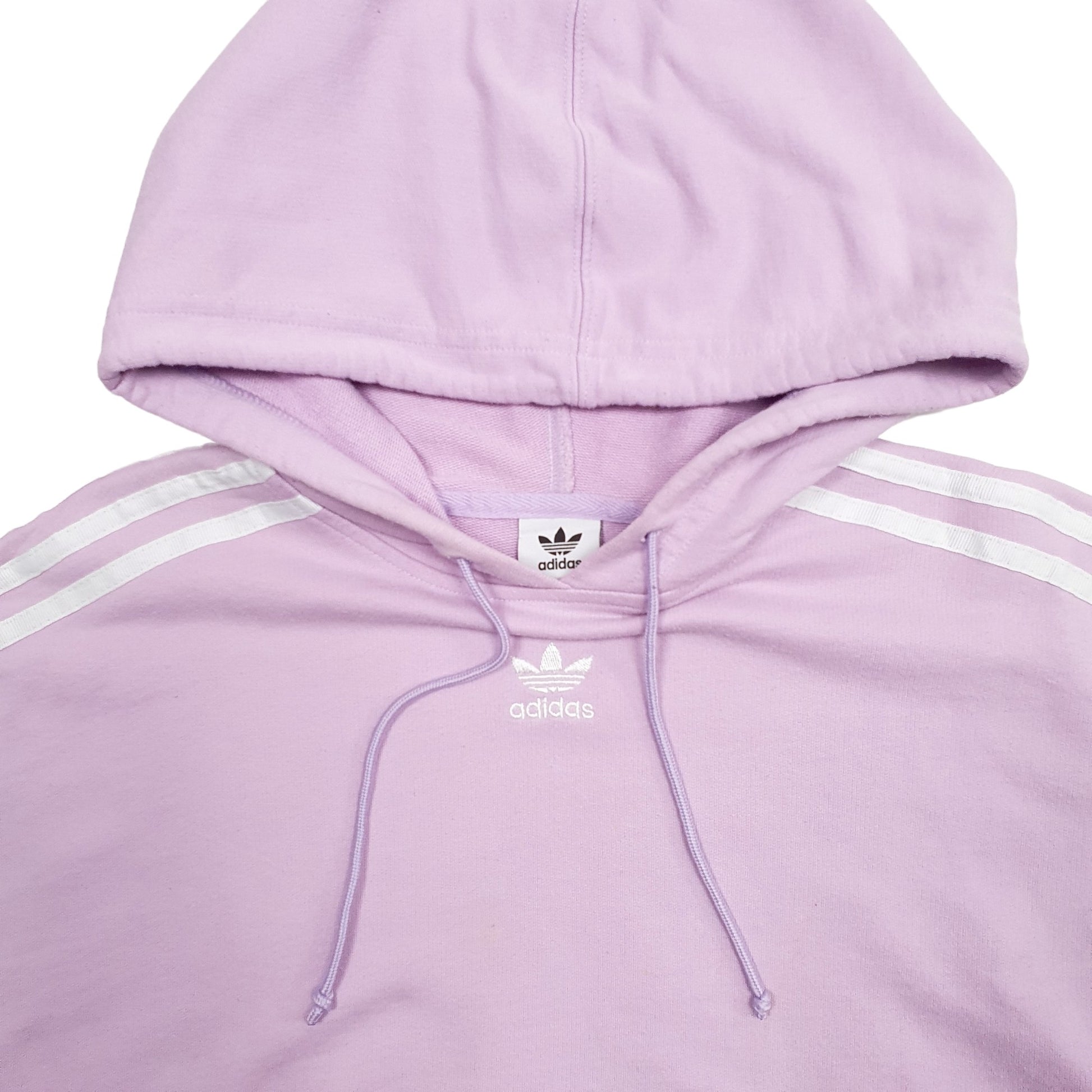 Womens Pink Adidas Crop Top Hoodie Jumper