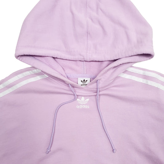 Womens Pink Adidas Crop Top Hoodie Jumper