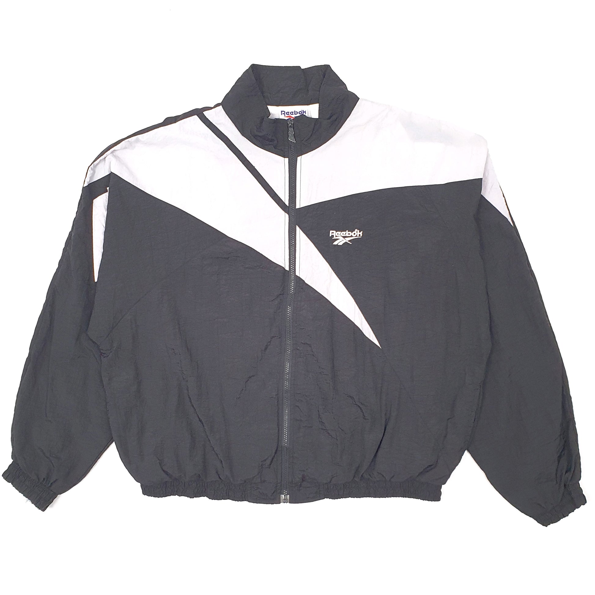Mens Black Reebok Vintage 1990s Hoodie Coat