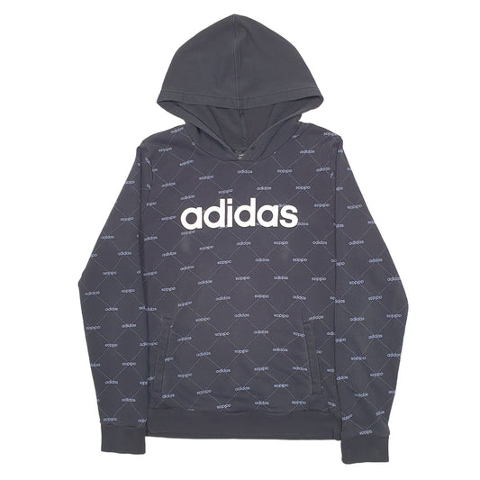 Womens Black Adidas Spellout Hoodie Jumper