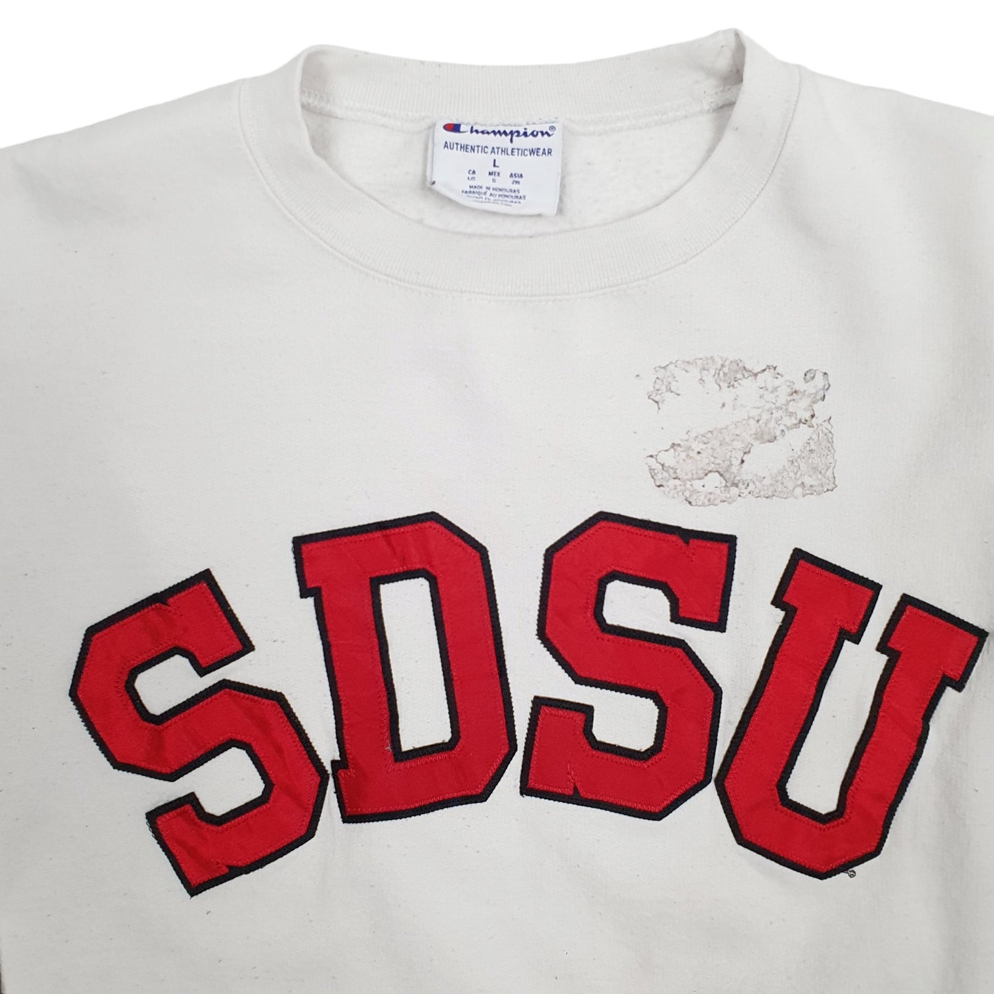 Mens White Champion USA College SDSU Crewneck Jumper