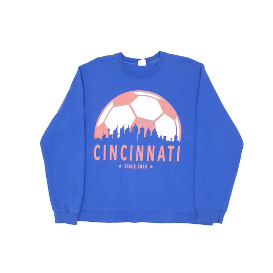 Port & Company Conciliation Soccer USA Vintage Crewneck L Blue