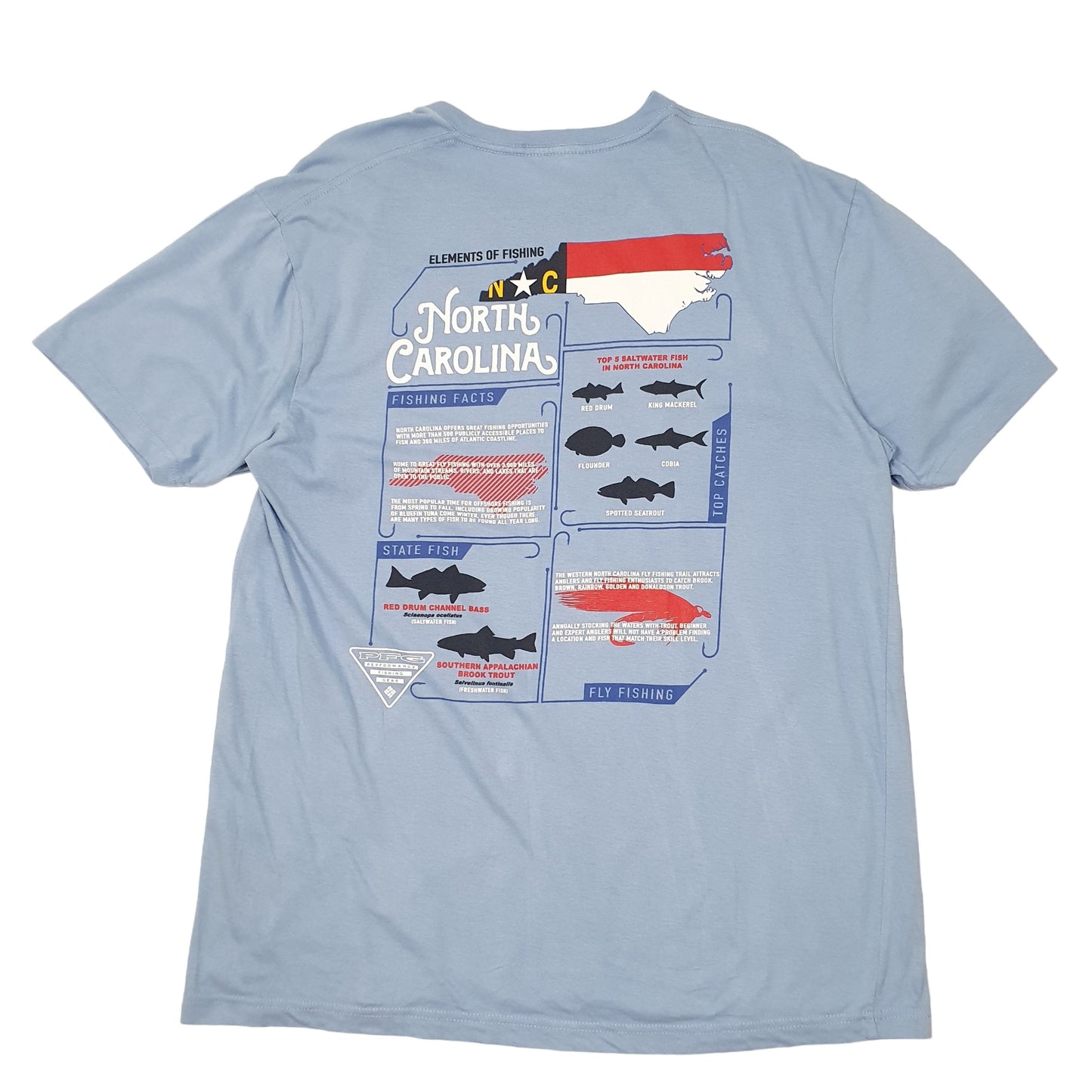 Mens Blue Columbia Sportswear Performance Fishing Gear PFG Short Sleeve T Shirt