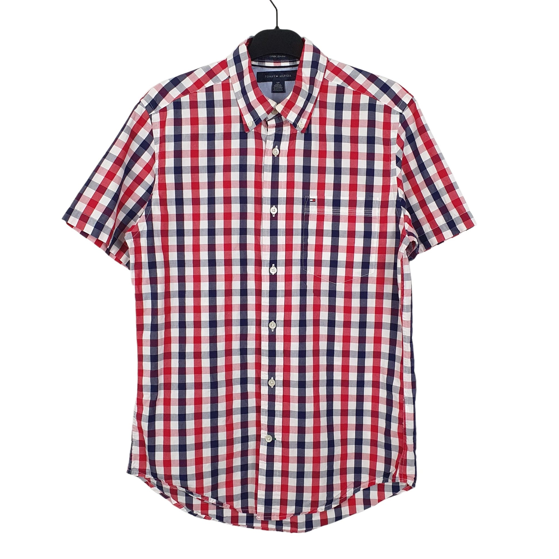 Tommy Hilfiger Short Sleeve Regular Fit Check Shirt Red