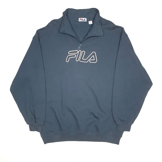 Fila Spellout Quarter Zip Navy