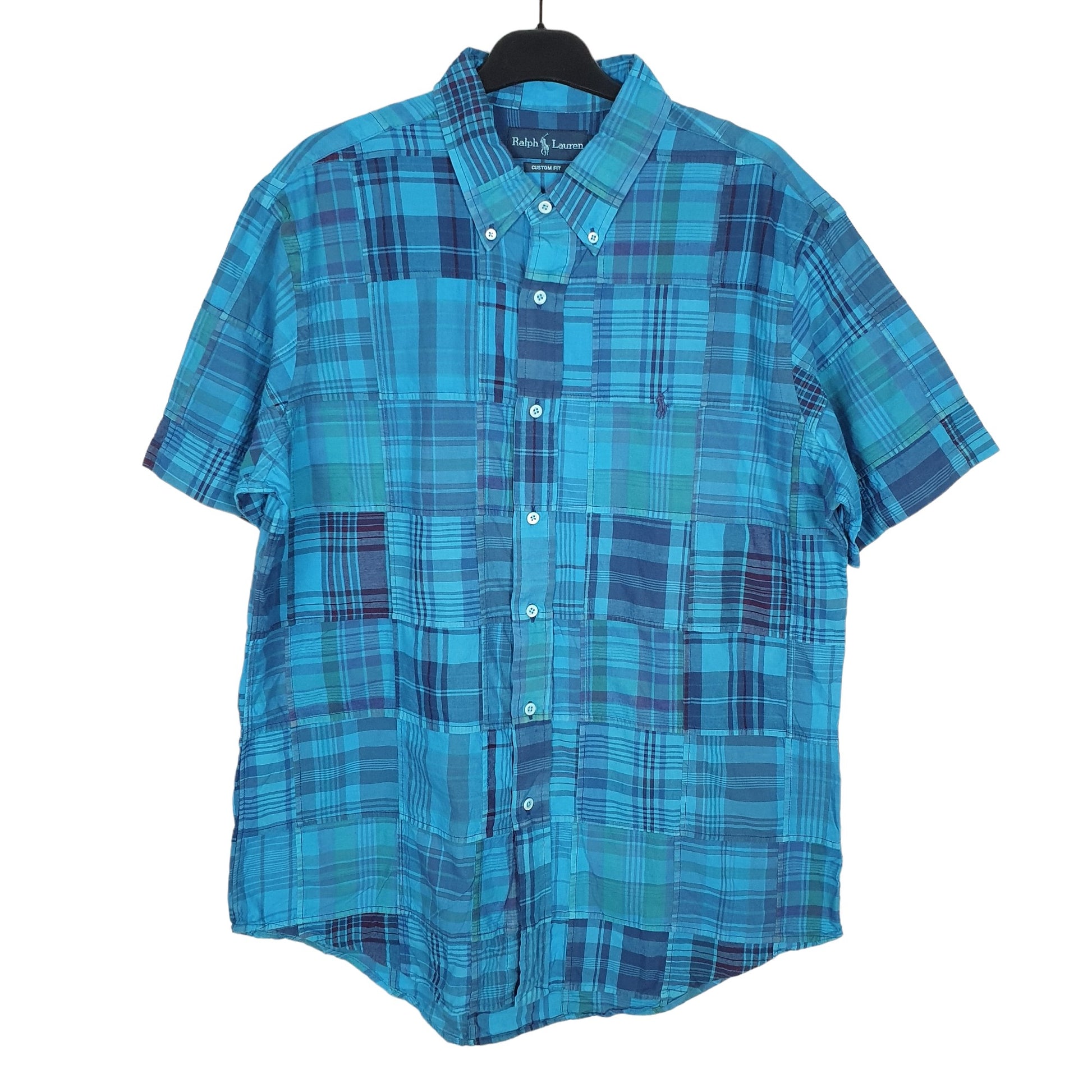 Ralph Lauren Short Sleeve Custom Fit Check Shirt Blue