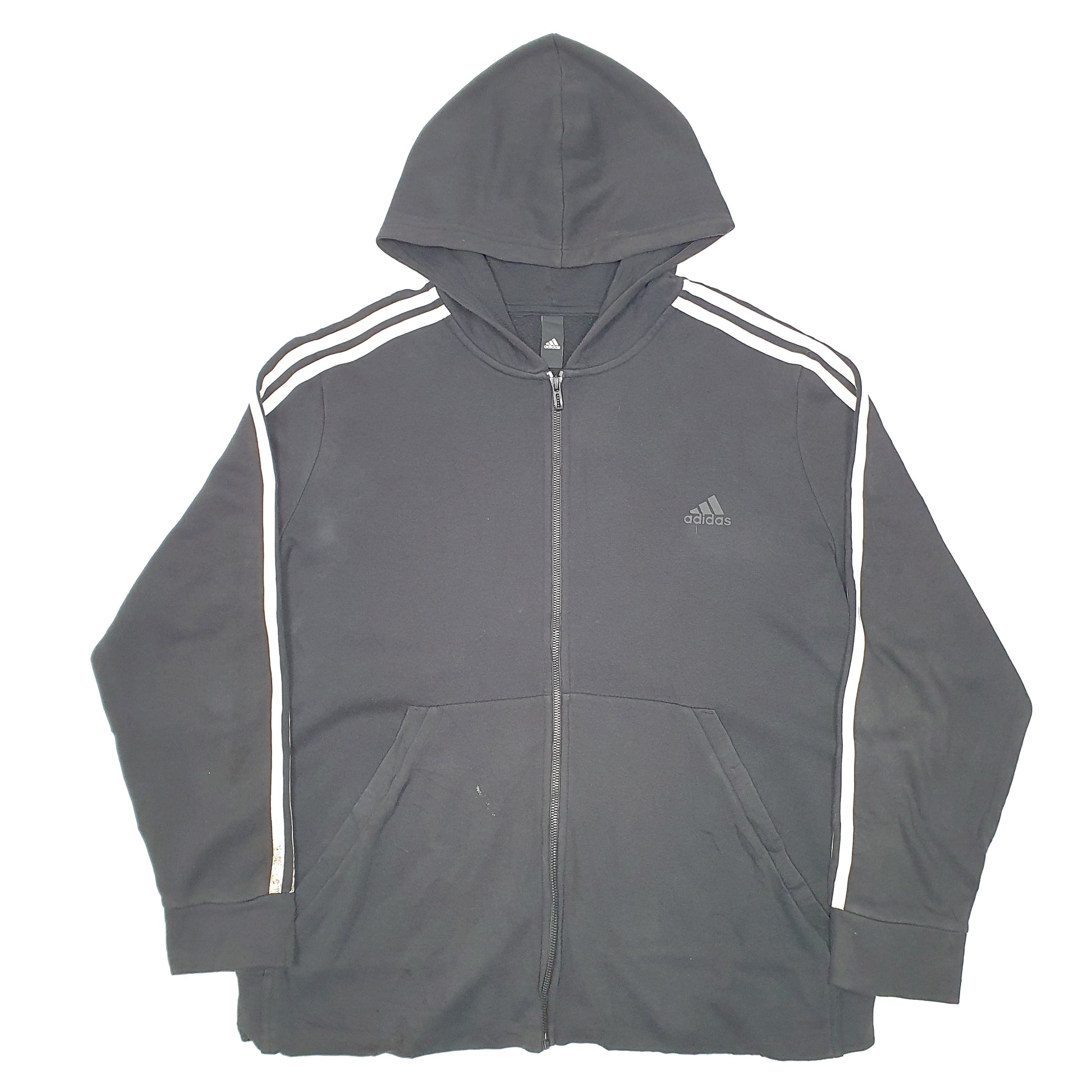 Mens Black Adidas Hoodie Full Zip Jumper
