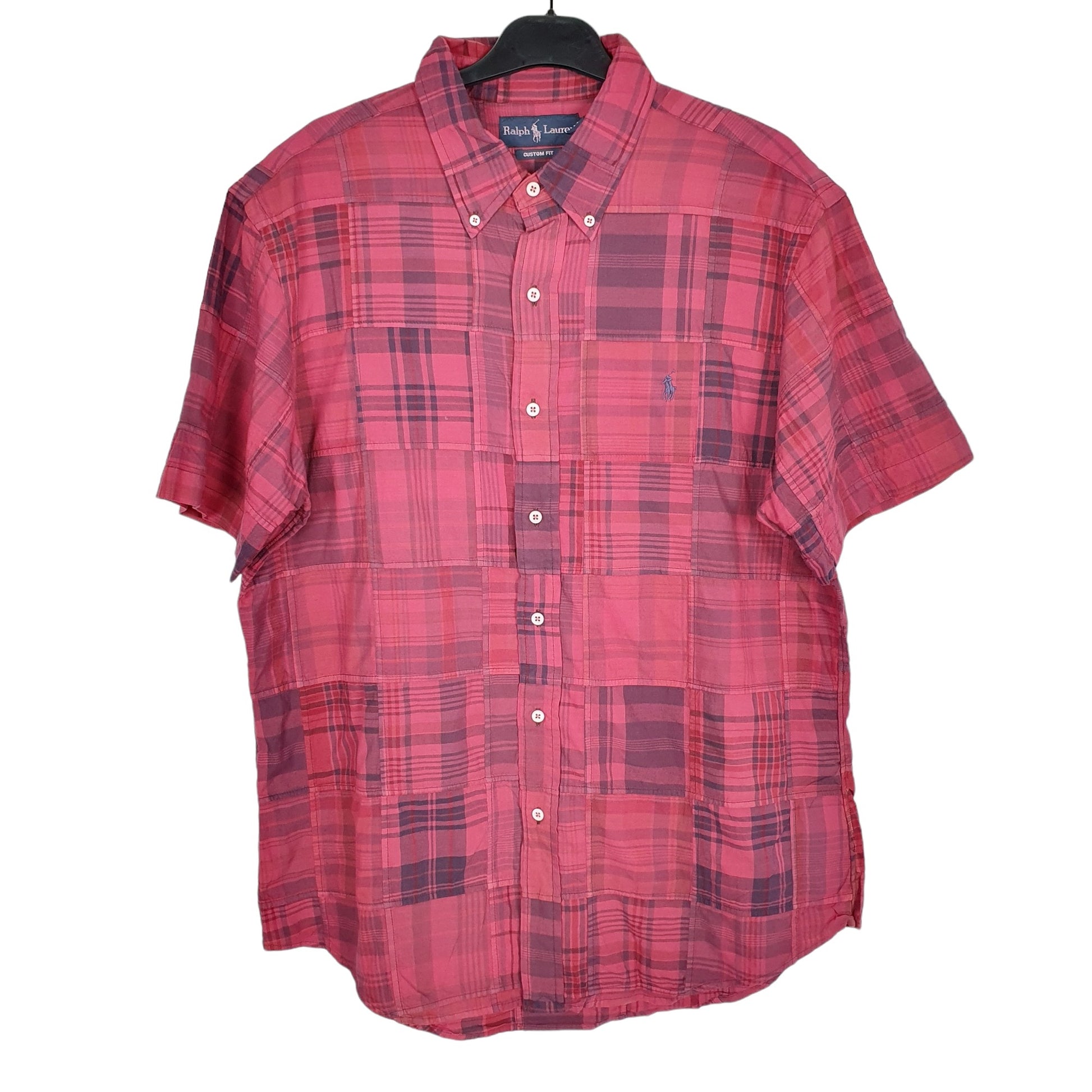 Ralph Lauren Short Sleeve Custom Fit Check Shirt Burgundy