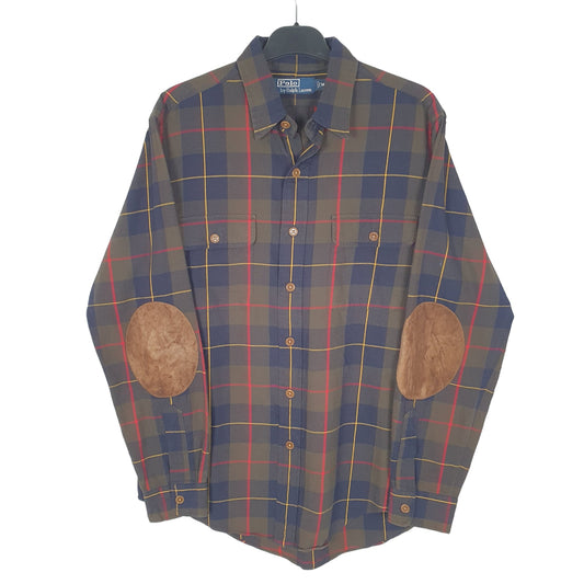 Ralph Lauren Flannel Overshirt Long Sleeve Regular Fit Check Shirt Khaki