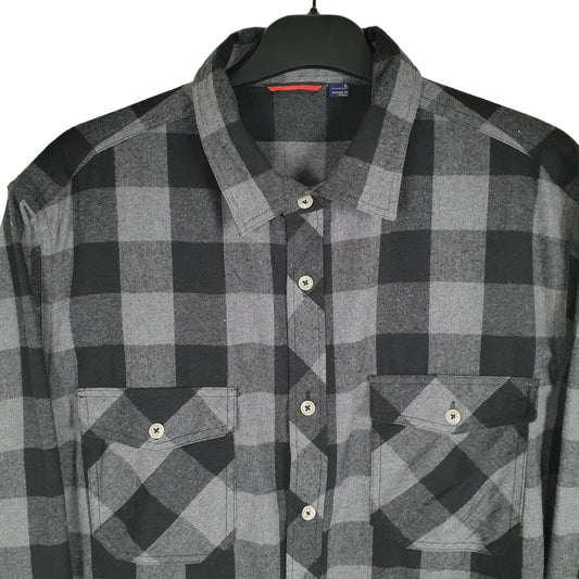 Non Branded Flannel Shacket Long Sleeve Regular Fit Check Shirt Grey