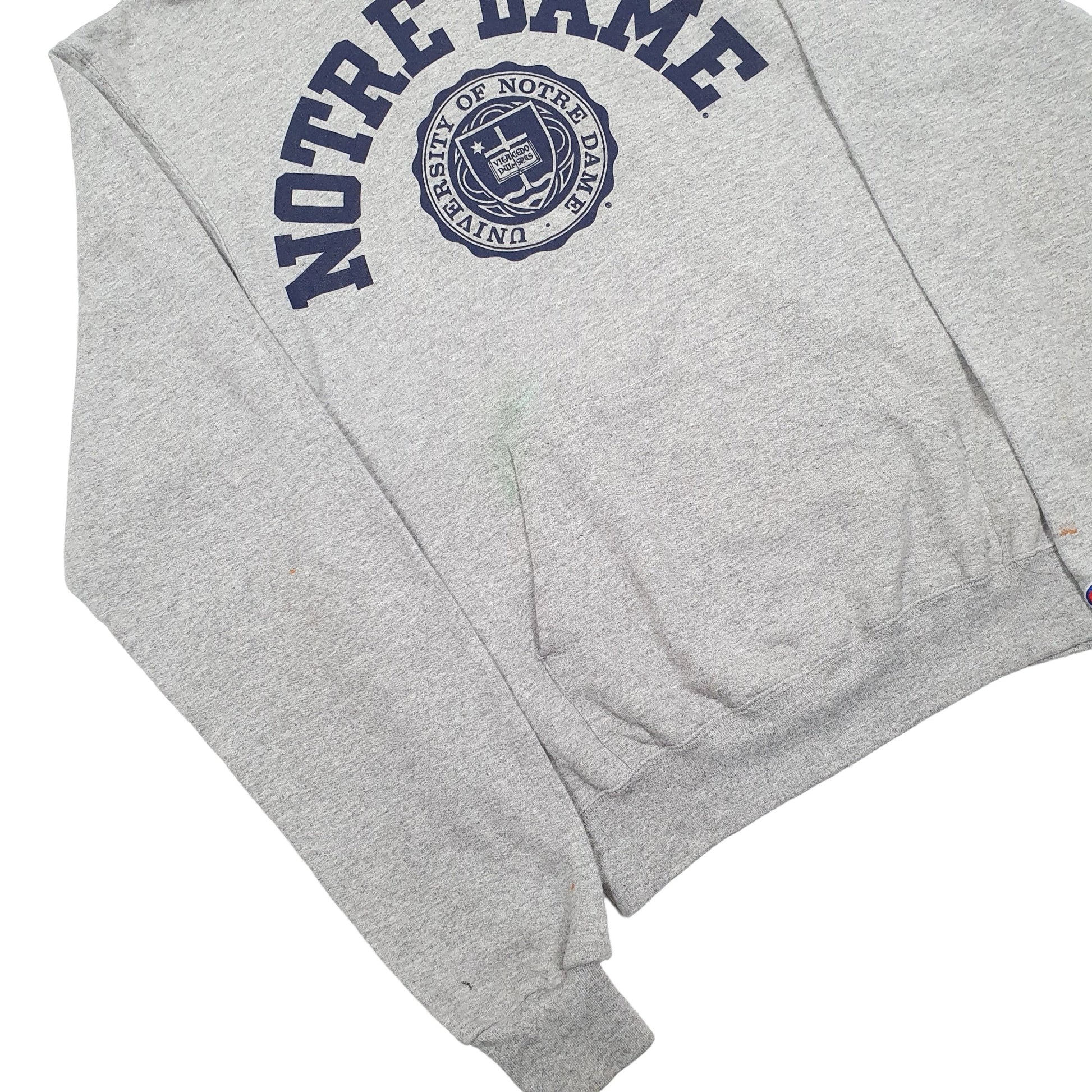 Mens Grey Champion Notre Dame USA College Hoodie Jumper