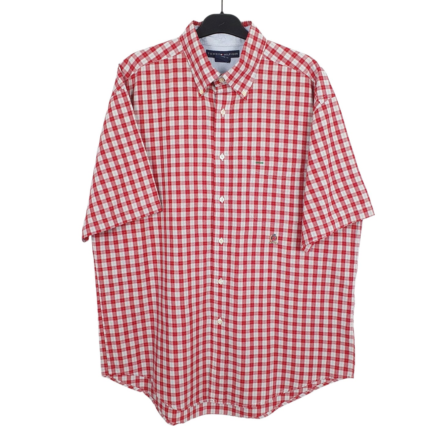 Tommy Hilfiger Short Sleeve Regular Fit Check Shirt Red