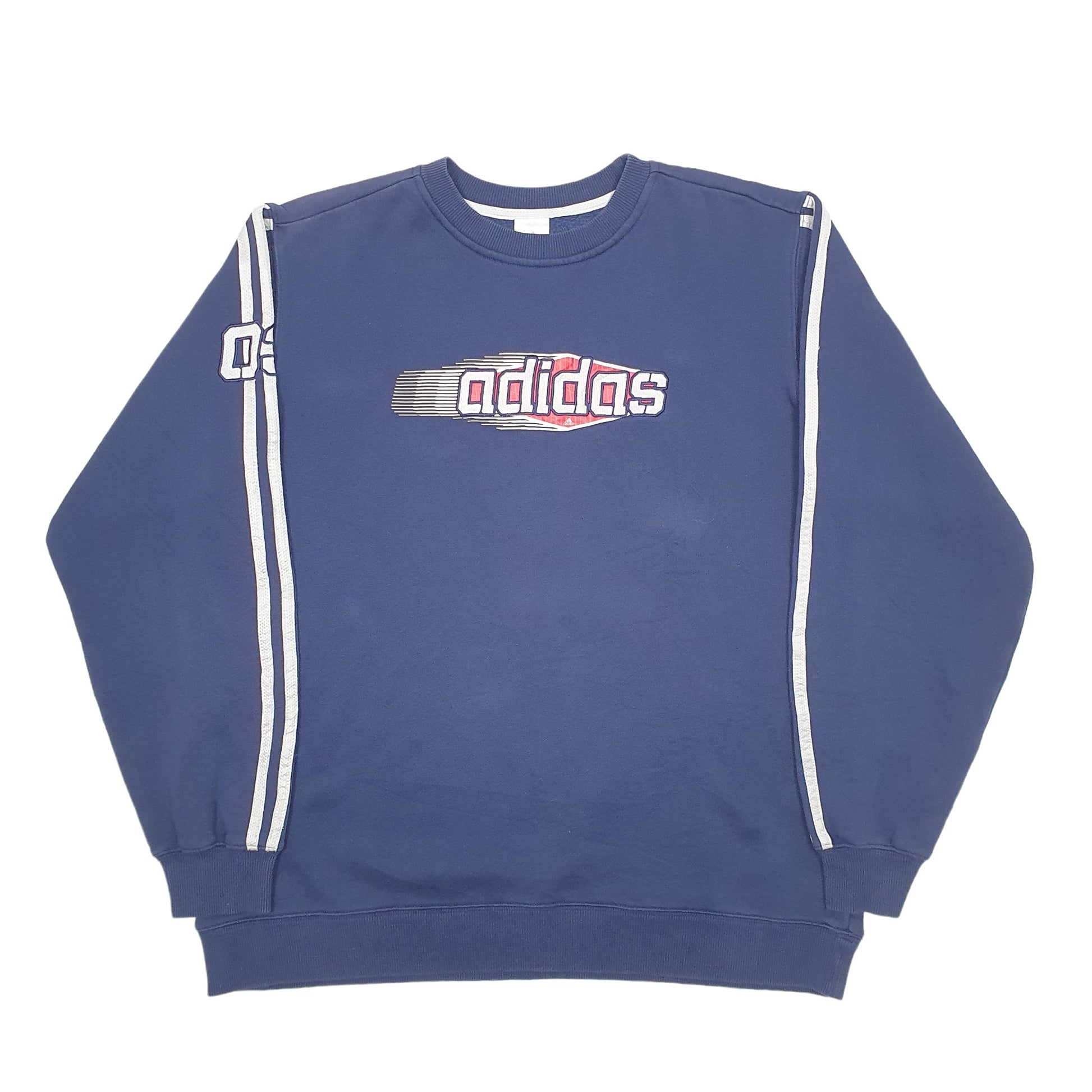 Mens Navy Adidas Spellout Crewneck Jumper