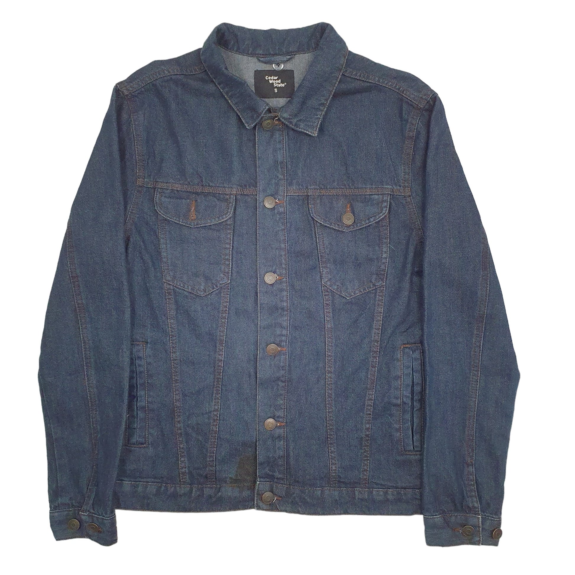 Mens Blue Cedar Wood State Trucker Denim Jacket Coat