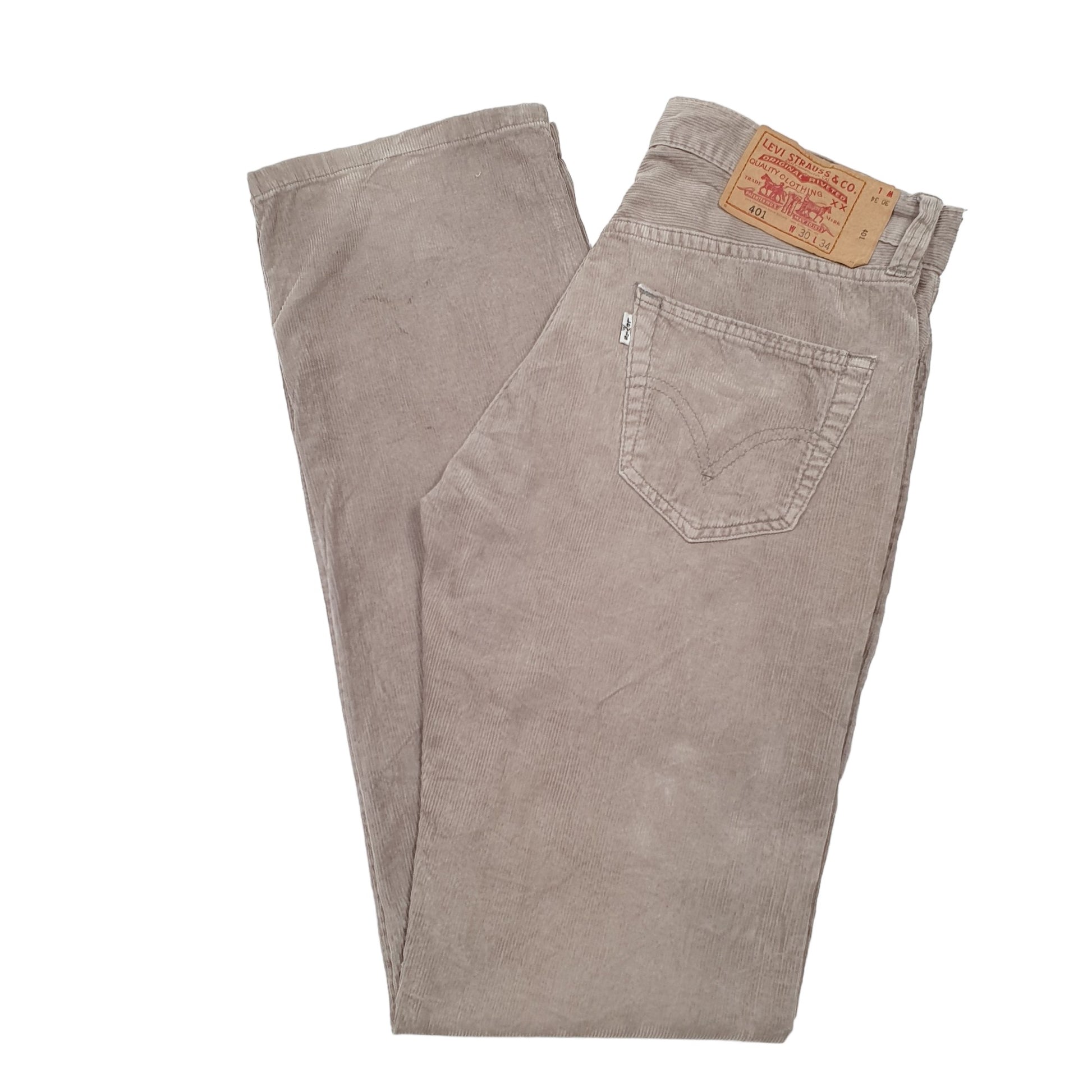 Mens Beige Levis 401 Corduroy Trousers