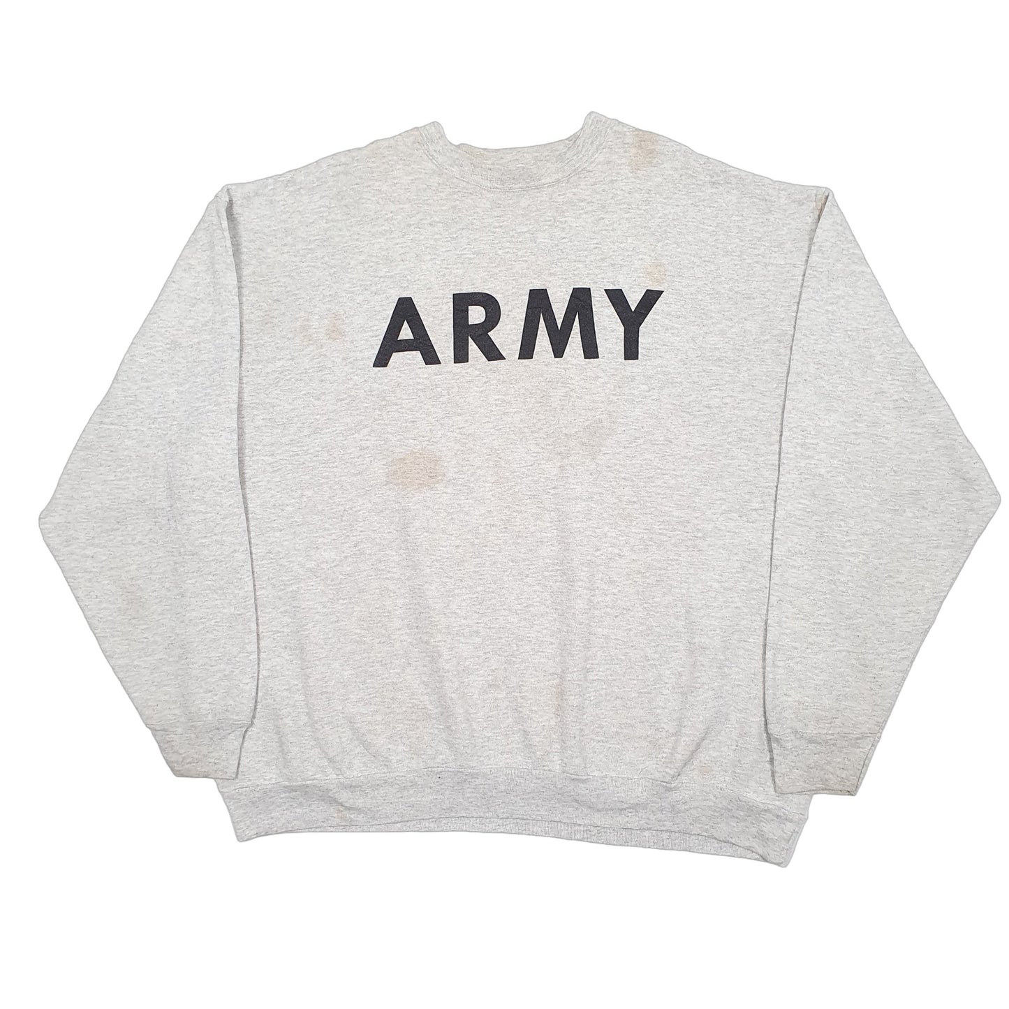 Mens Grey Brookline Army Military Vintage Made in USA Crewneck Jumper