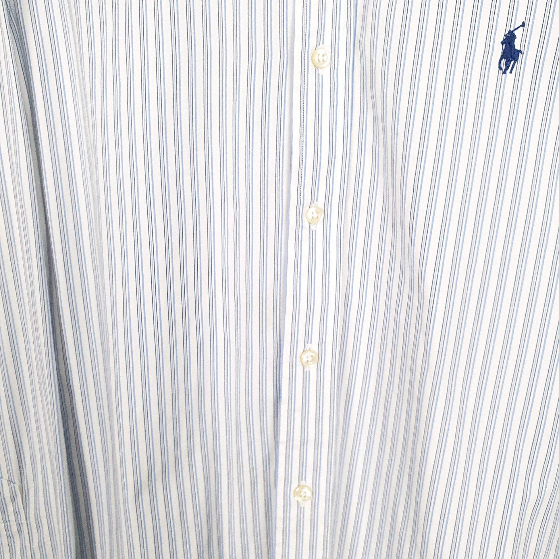 Ralph Lauren Long Sleeve Custom Fit Pinstripe Shirt Blue