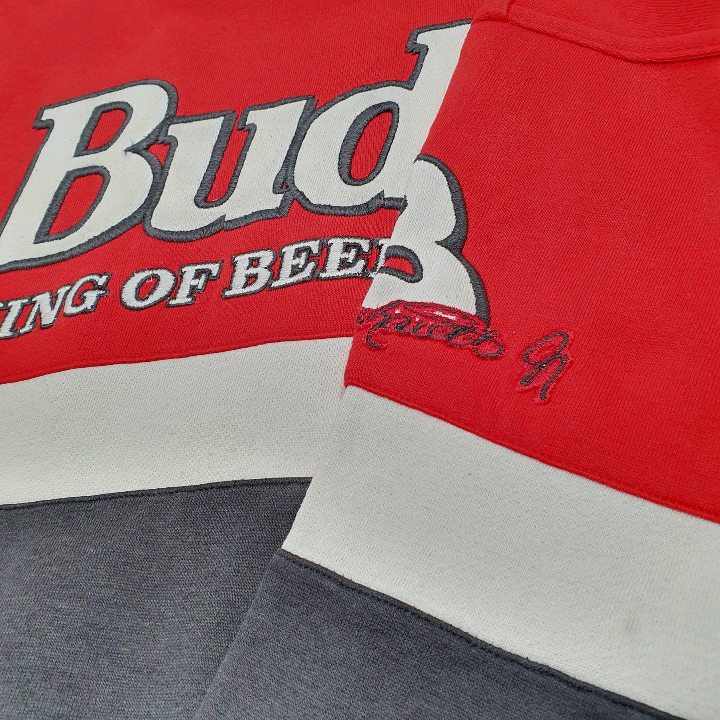 Mens Red Chase Authentics Budweiser Beer Nascar Bud Racing Crewneck Jumper