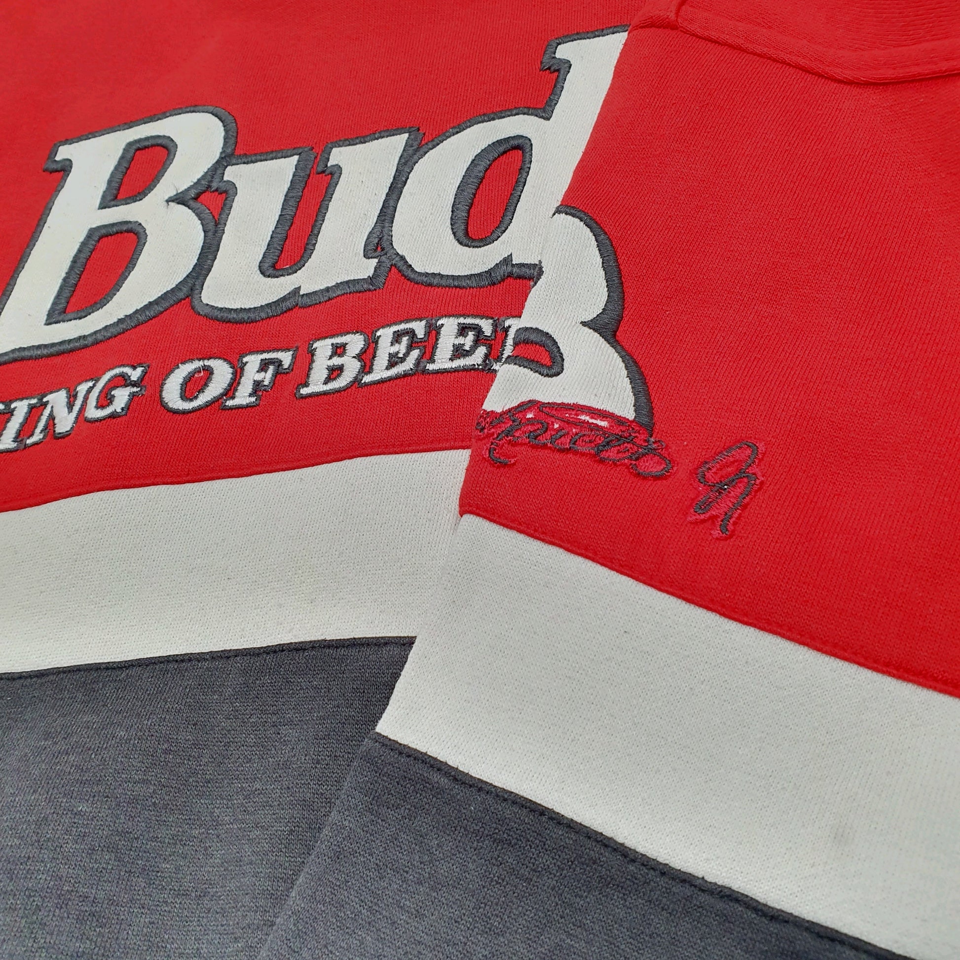 Mens Red Chase Authentics Budweiser Beer Nascar Bud Racing Crewneck Jumper