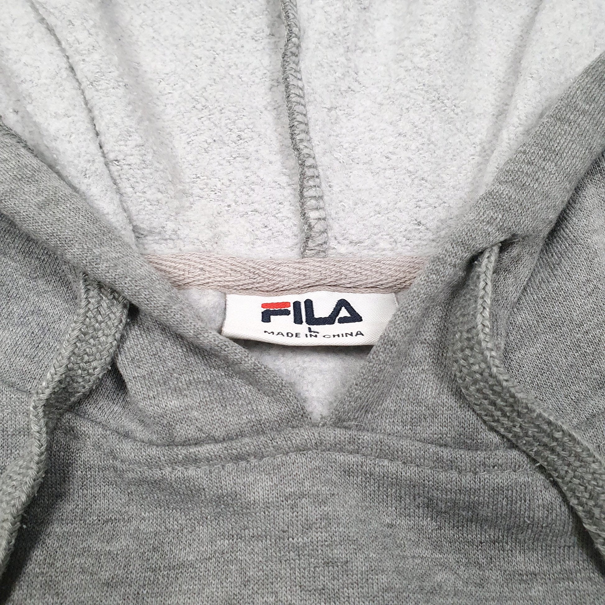Mens Grey Fila Spellout Hoodie Jumper