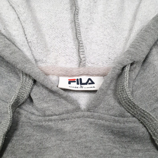 Mens Grey Fila Spellout Hoodie Jumper